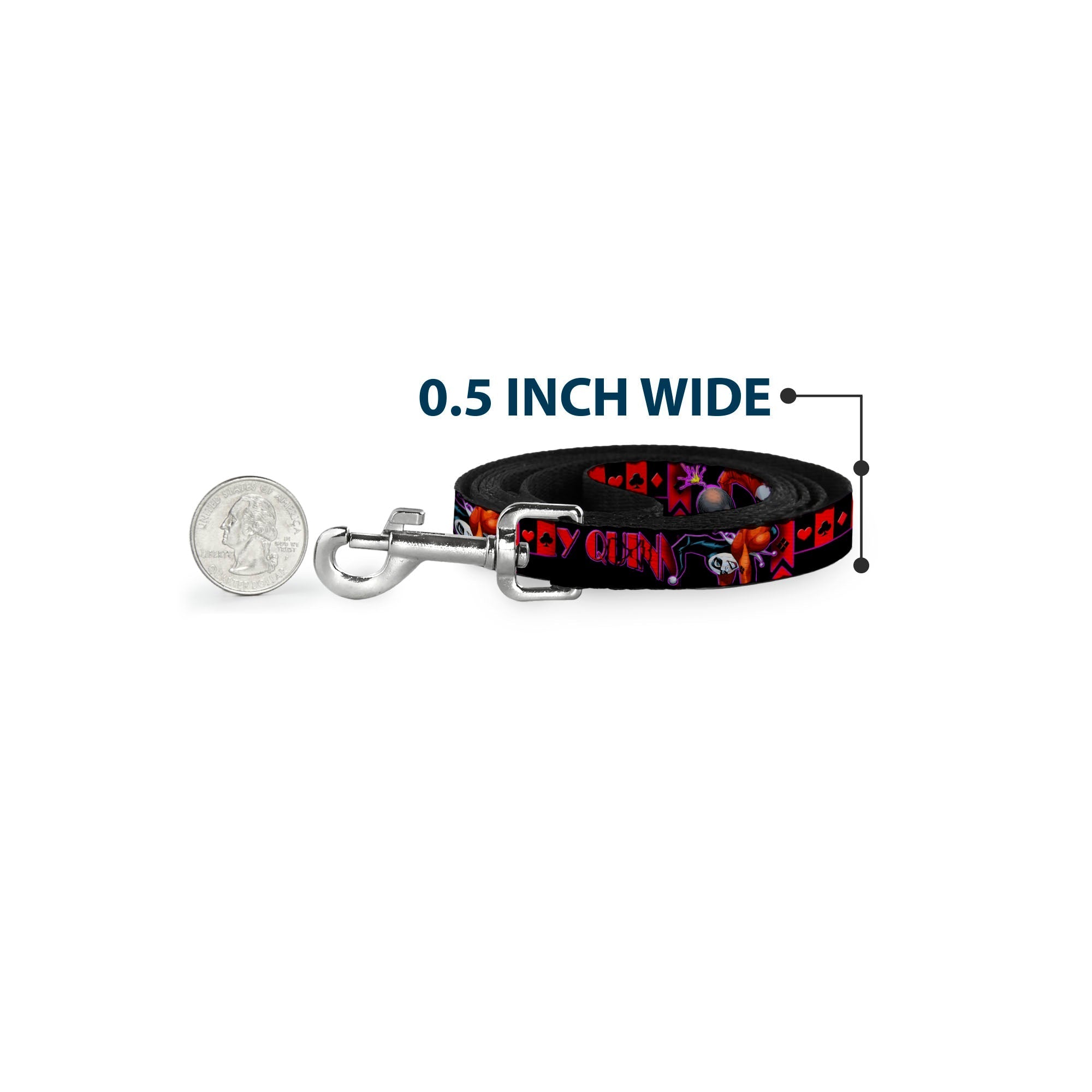 Dog Leash - HARLEY QUINN Bomb Poses/Suits Black/Purple/Red 