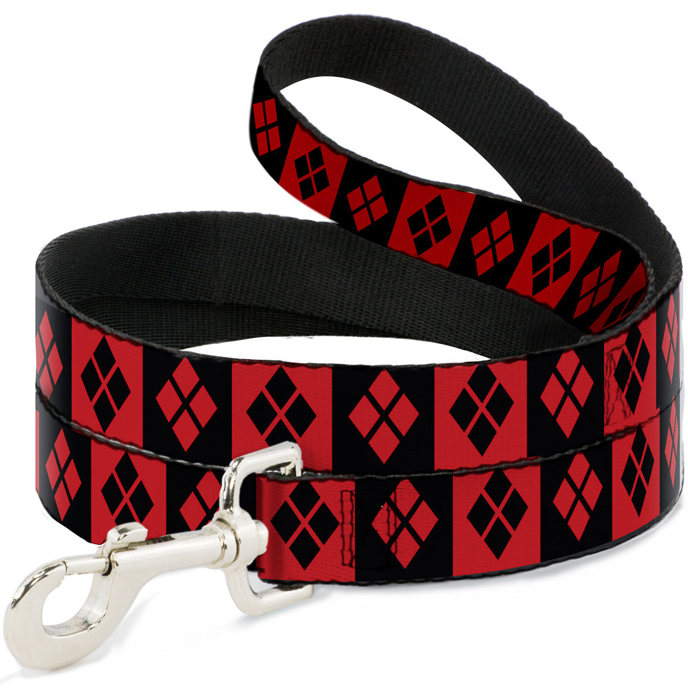 Dog Leash - Harley Quinn Diamond Blocks Red/Black Black/Red 