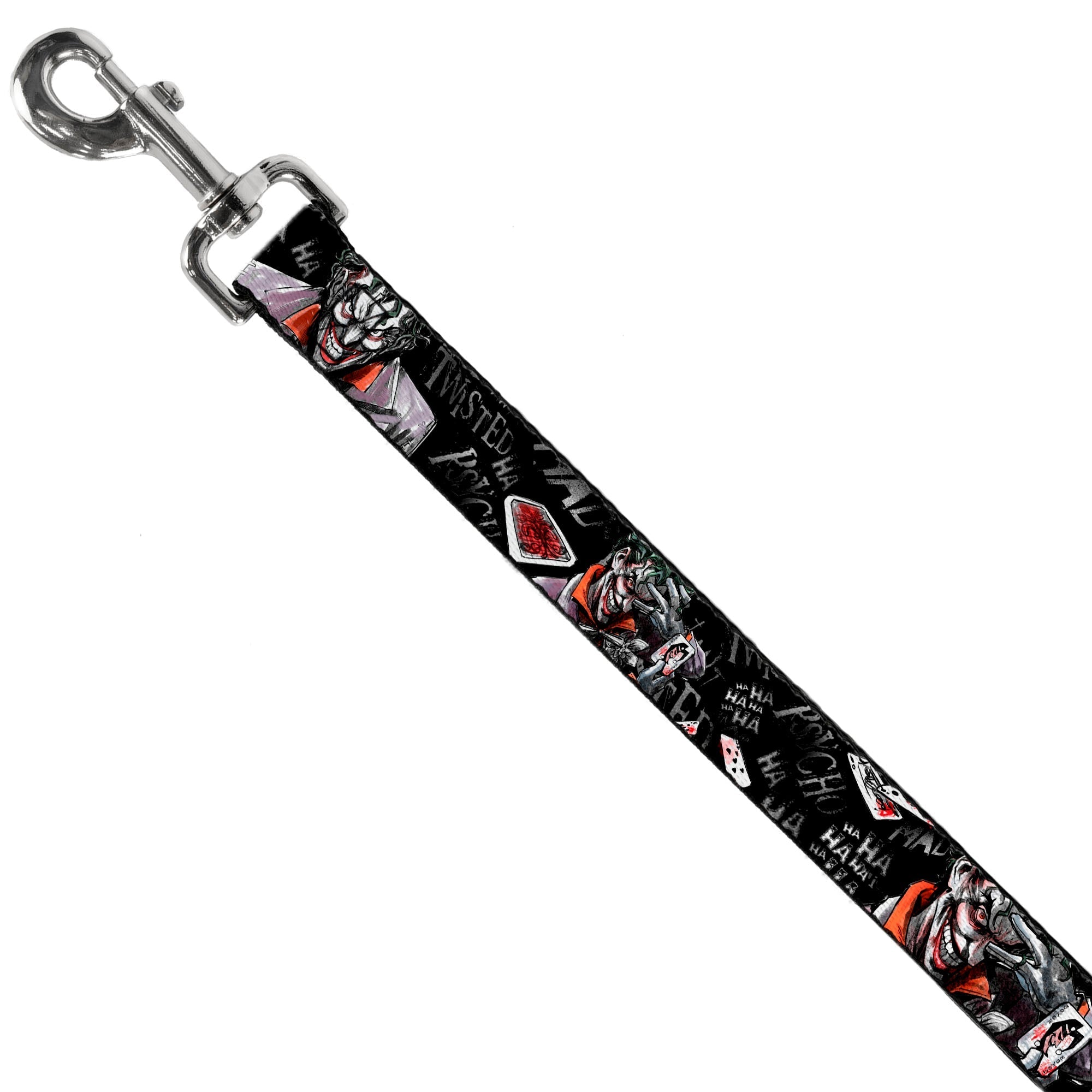 Dog Leash - Joker BRILLIANTLY TWISTED PSYCHO 2-Poses/Cards Black/Grays 