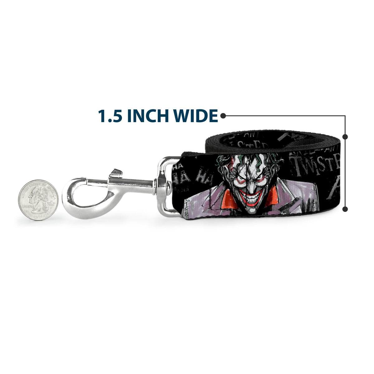 Dog Leash - Joker BRILLIANTLY TWISTED PSYCHO 2-Poses/Cards Black/Grays 