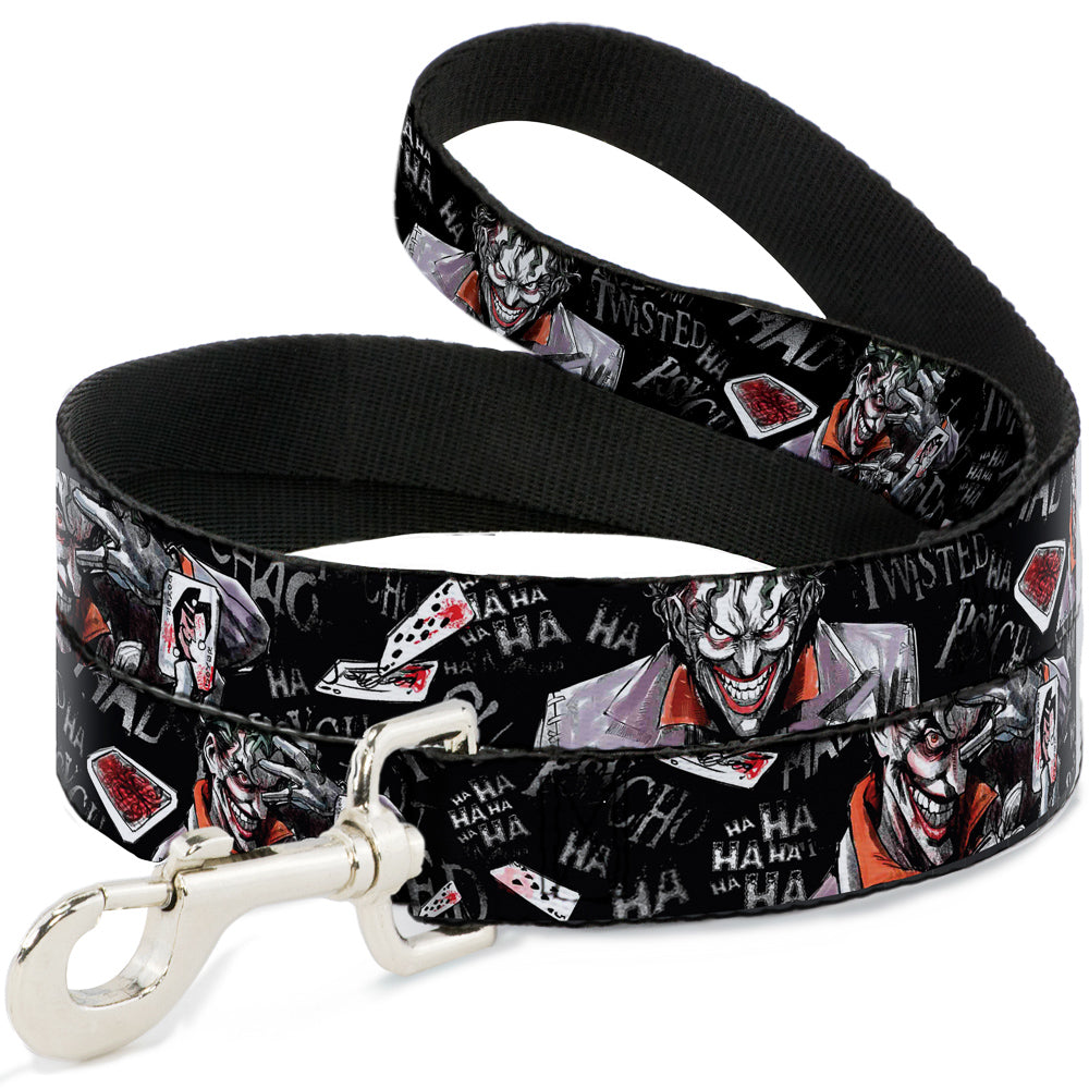 Dog Leash - Joker BRILLIANTLY TWISTED PSYCHO 2-Poses/Cards Black/Grays 