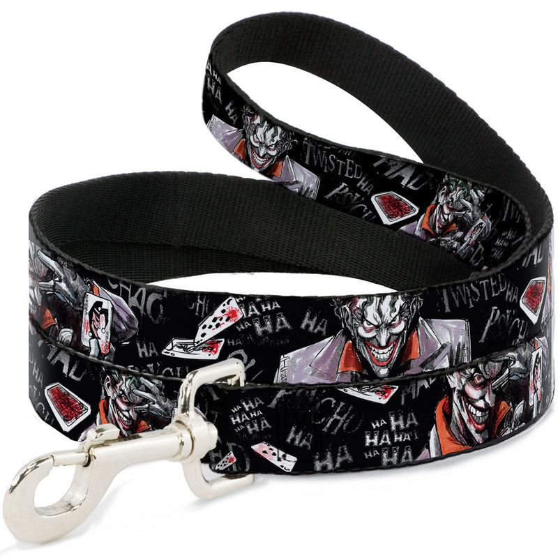 Dog Leash - Joker BRILLIANTLY TWISTED PSYCHO 2-Poses/Cards Black/Grays 
