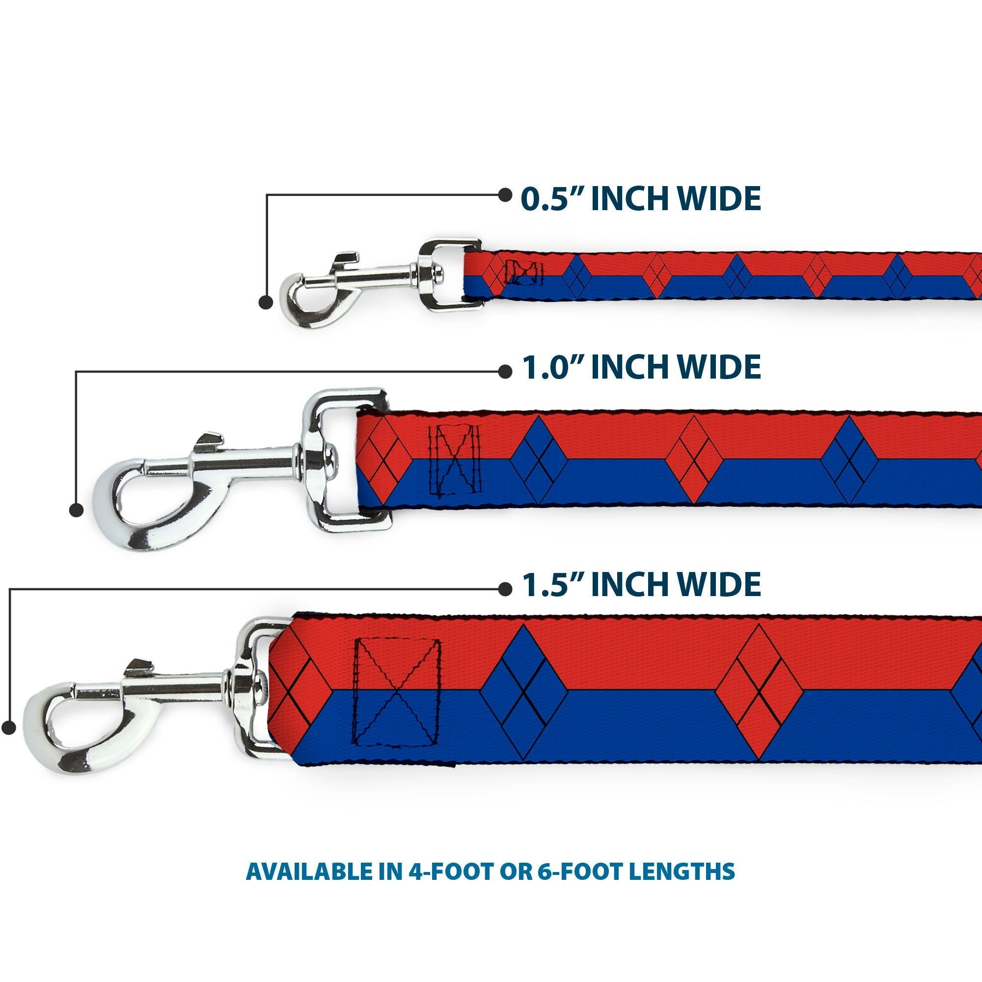 Dog Leash - Harley Quinn Diamond/Stripe Red/Blue