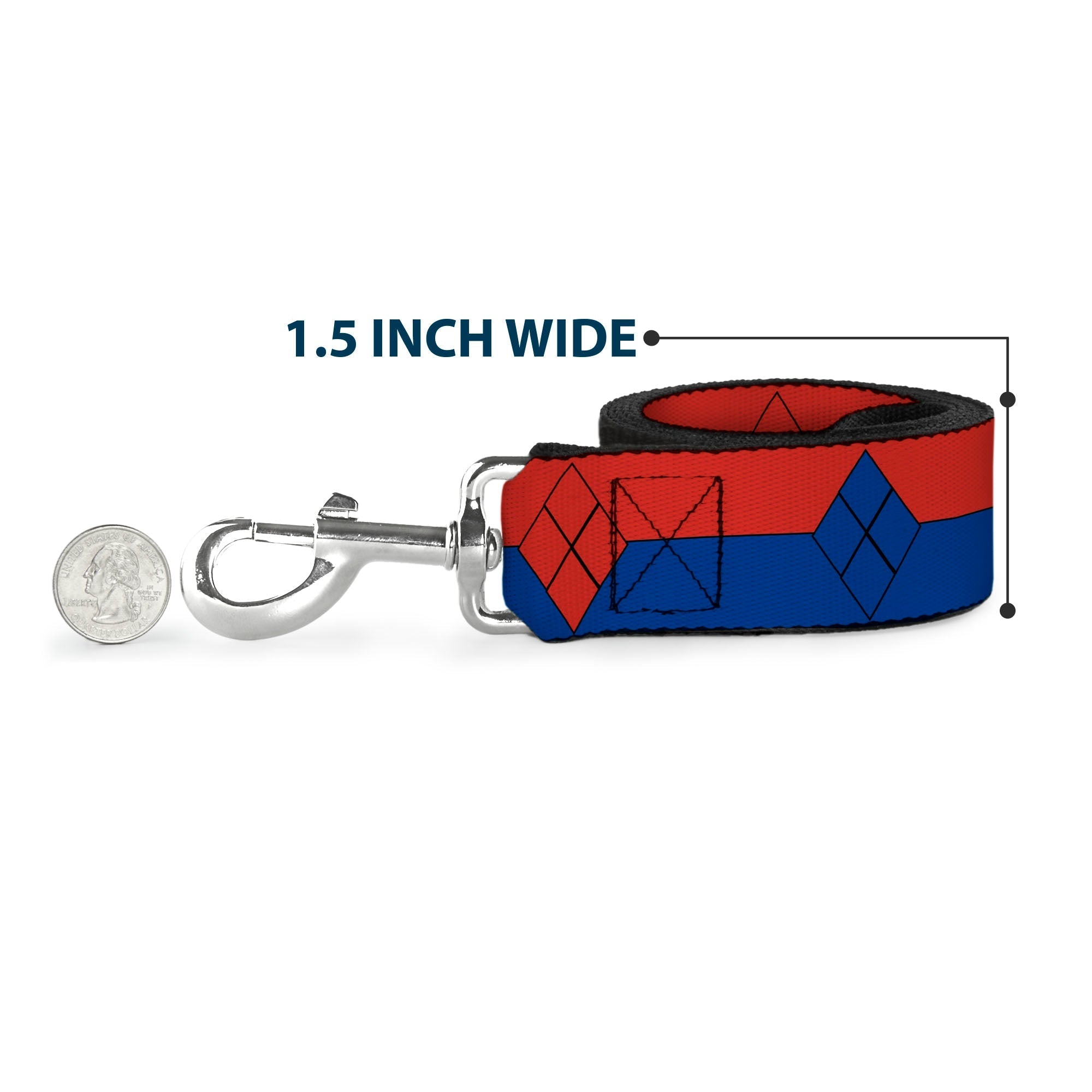 Dog Leash - Harley Quinn Diamond/Stripe Red/Blue