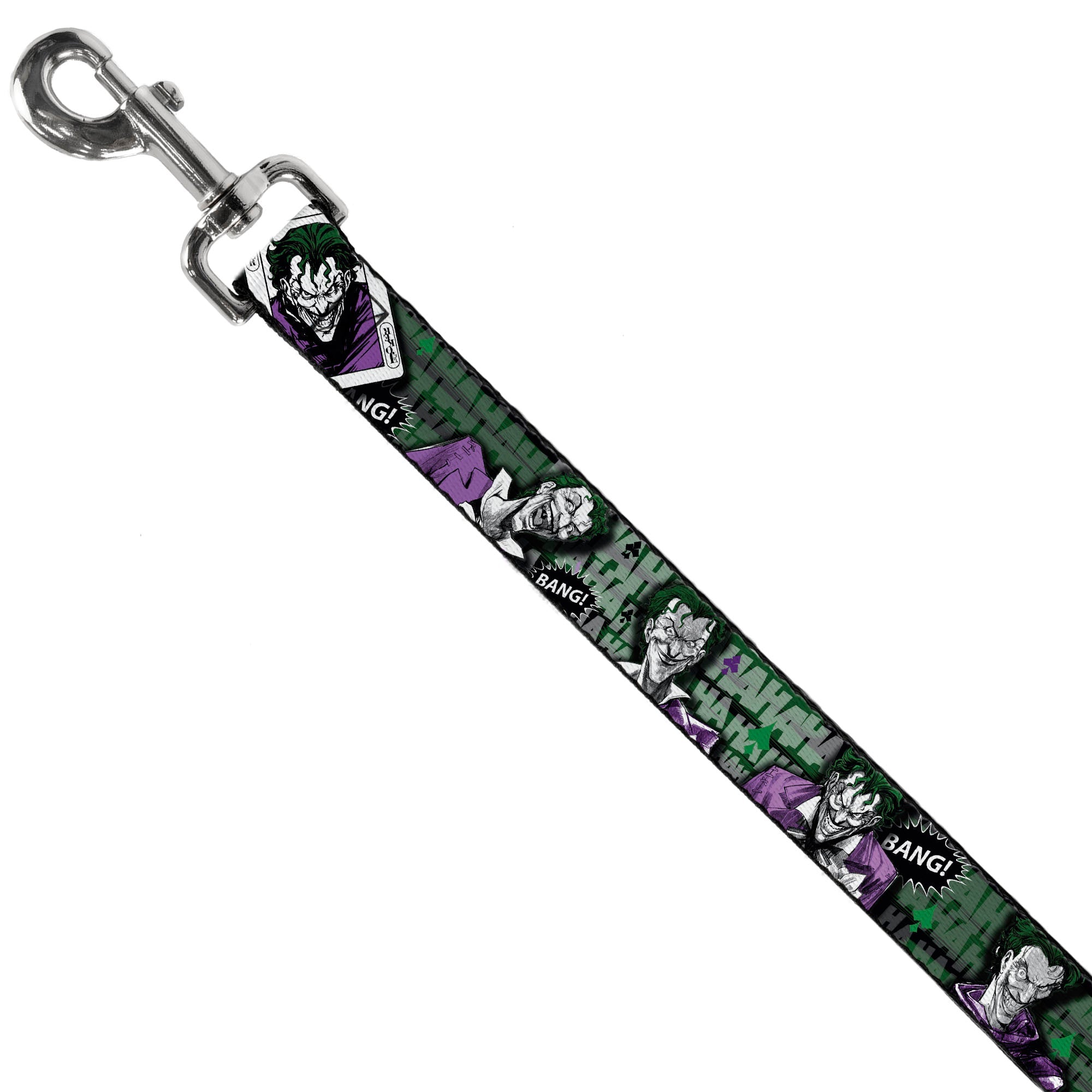 Dog Leash - The Joker 4-Poses/Joker Card HAHA/Smile/BANG! Grays/Greens/Purples 