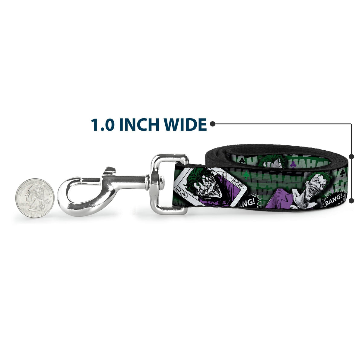 Dog Leash - The Joker 4-Poses/Joker Card HAHA/Smile/BANG! Grays/Greens/Purples 