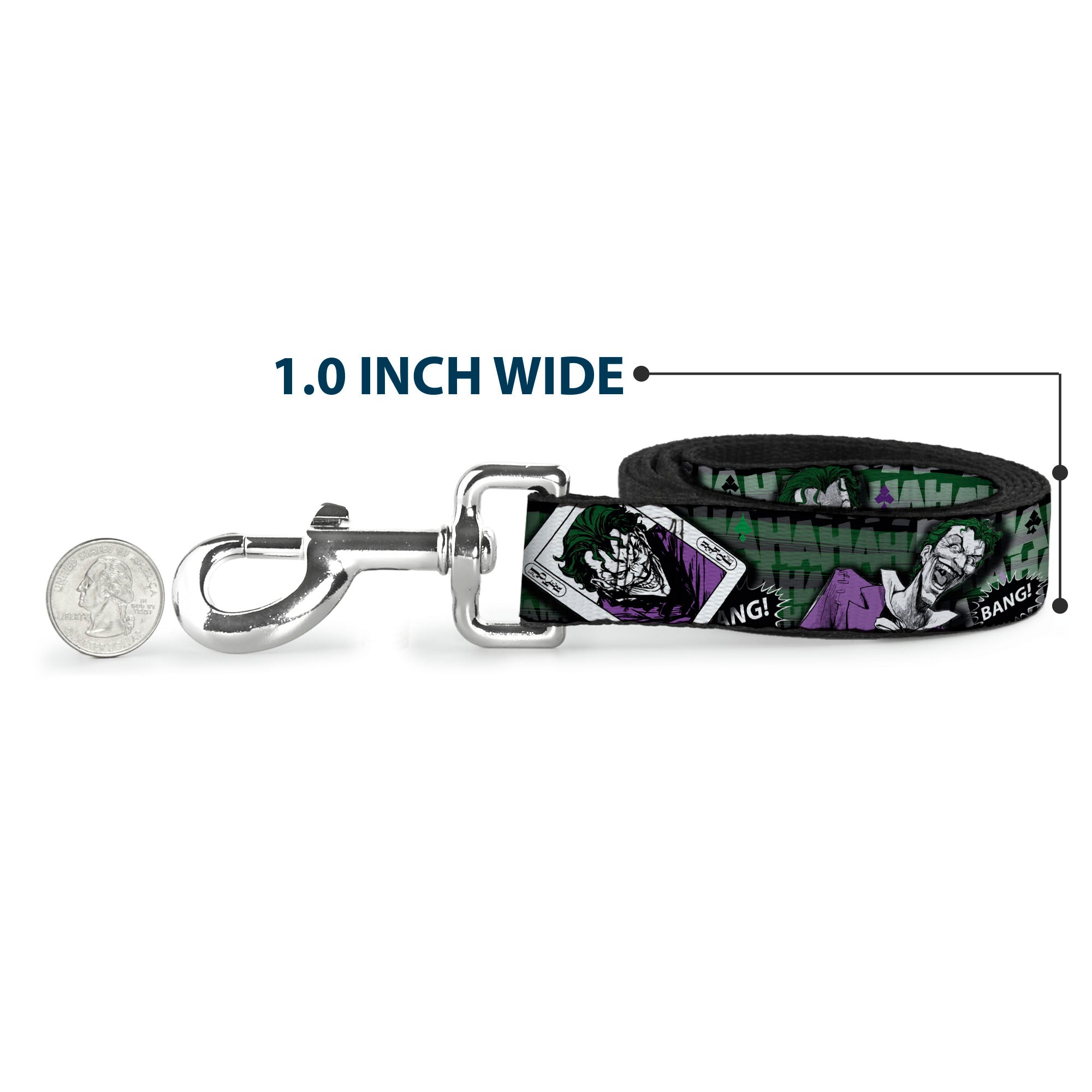 Dog Leash - The Joker 4-Poses/Joker Card HAHA/Smile/BANG! Grays/Greens/Purples 