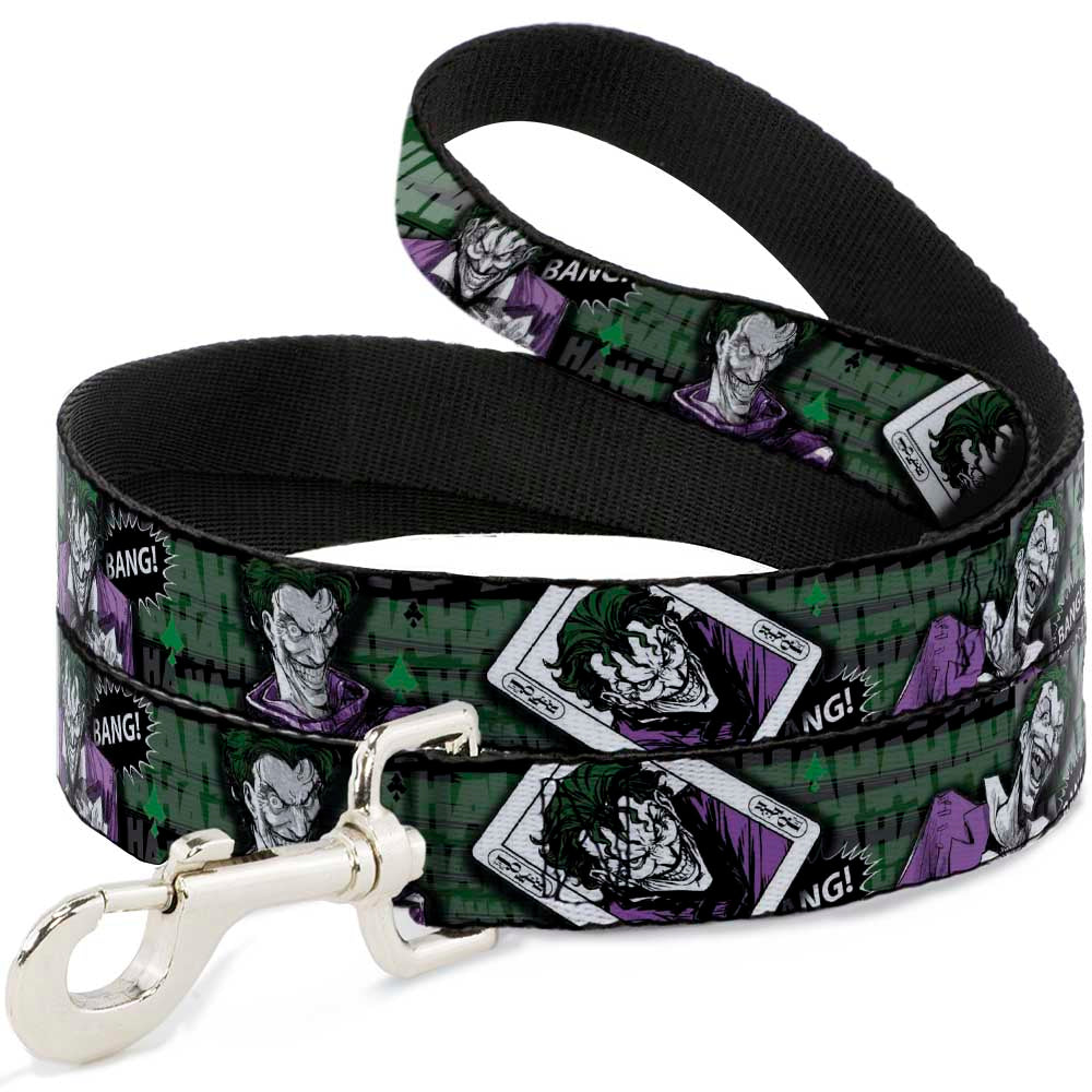 Dog Leash - The Joker 4-Poses/Joker Card HAHA/Smile/BANG! Grays/Greens/Purples 