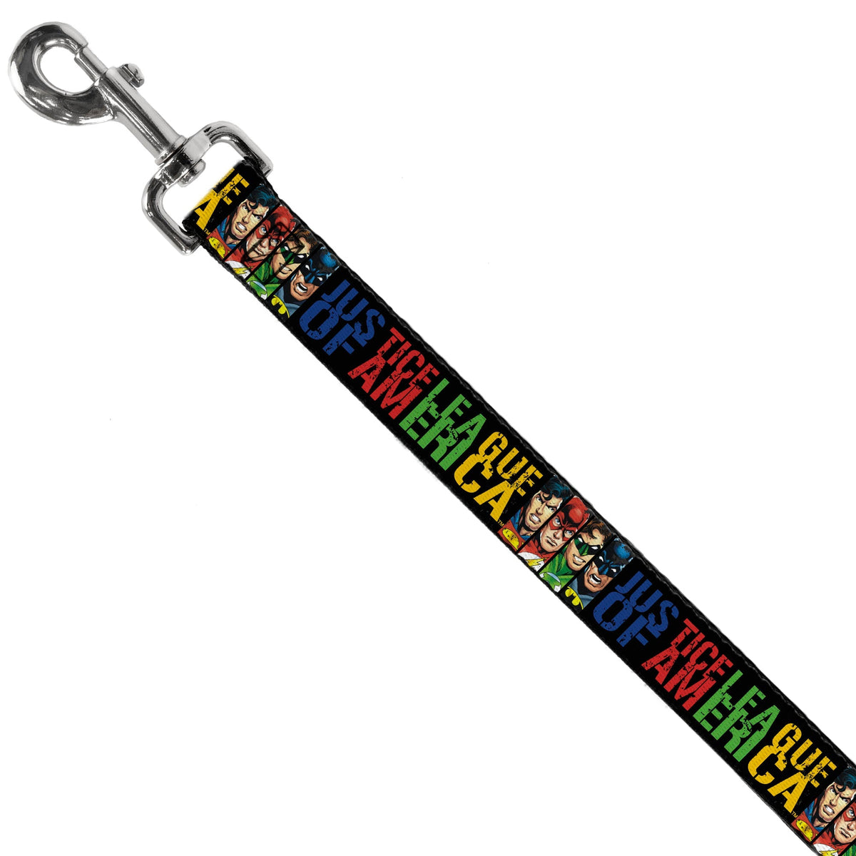 Dog Leash - JUSTICE LEAGUE OF AMERICA w/Superhero Blocks Black/Multi Color 
