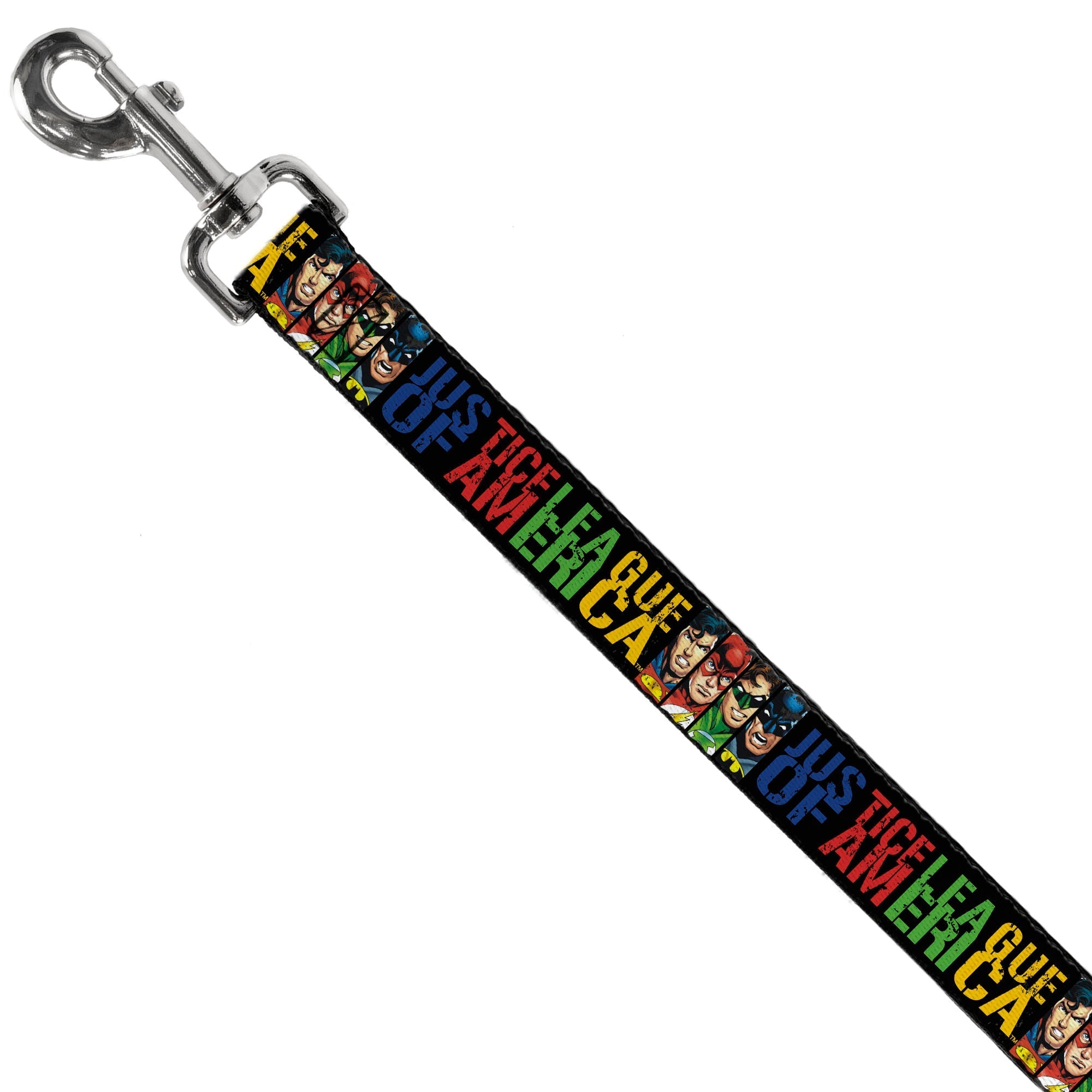 Dog Leash - JUSTICE LEAGUE OF AMERICA w/Superhero Blocks Black/Multi Color 