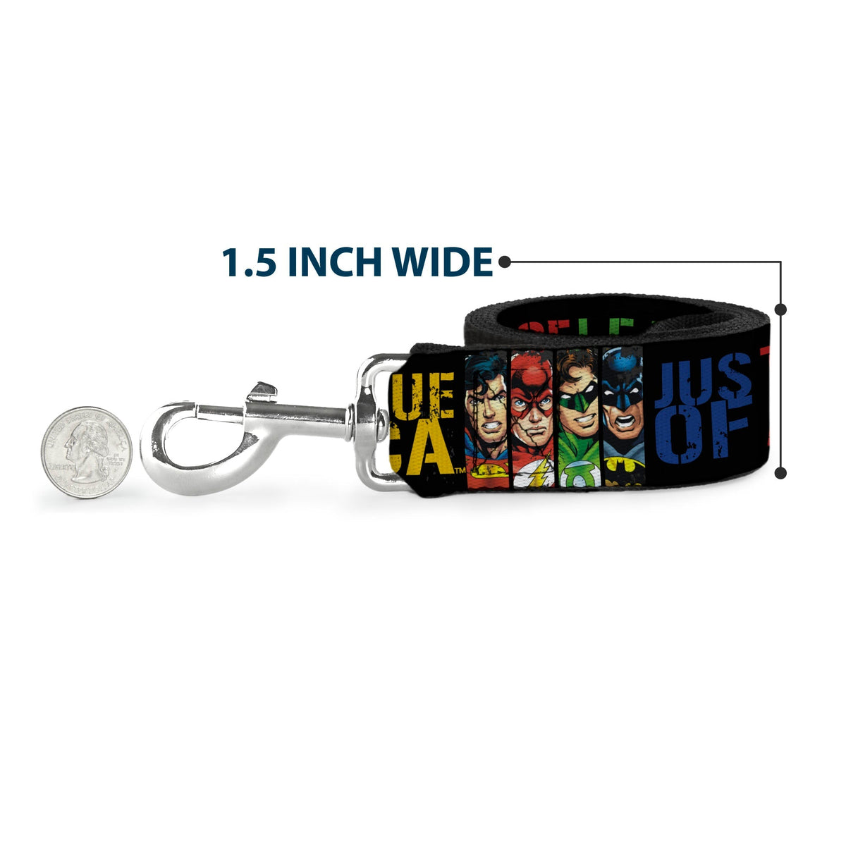 Dog Leash - JUSTICE LEAGUE OF AMERICA w/Superhero Blocks Black/Multi Color 