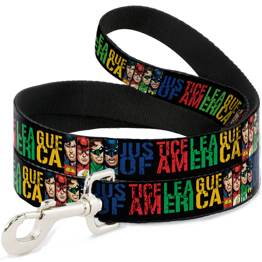 Dog Leash - JUSTICE LEAGUE OF AMERICA w/Superhero Blocks Black/Multi Color 