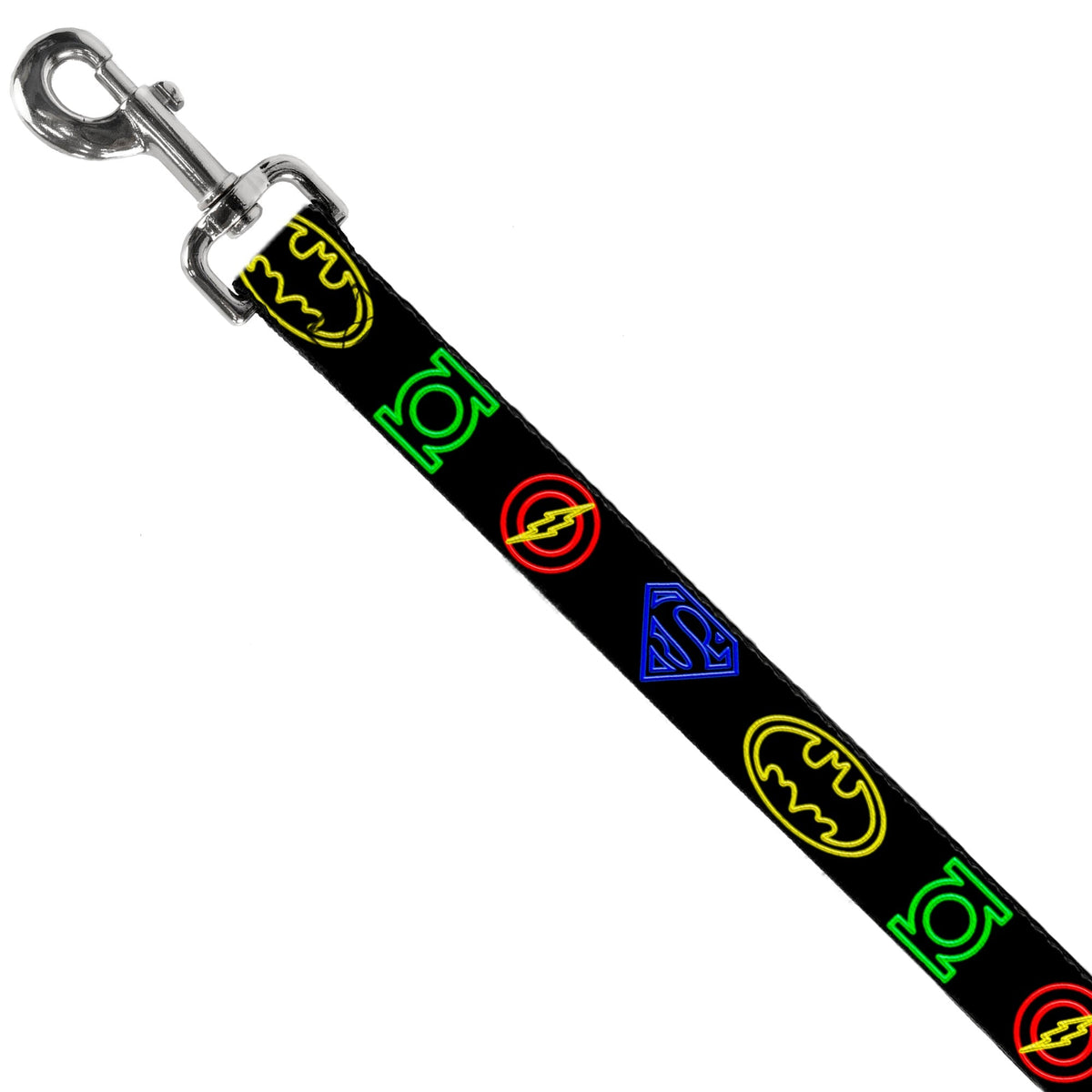 Dog Leash - Justice League Electric Logos Black/Multi Neon 