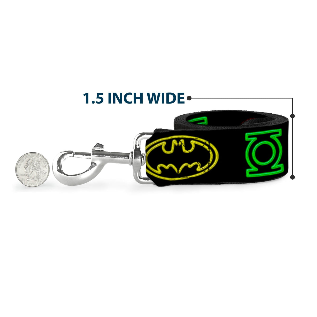 Dog Leash - Justice League Electric Logos Black/Multi Neon 