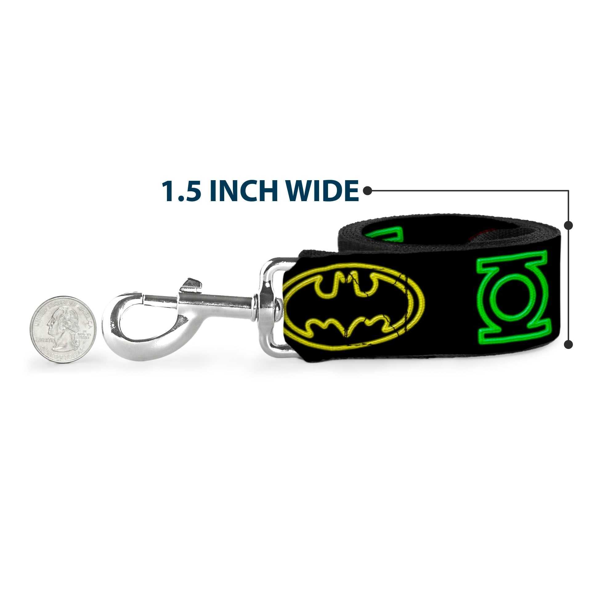 Dog Leash - Justice League Electric Logos Black/Multi Neon 