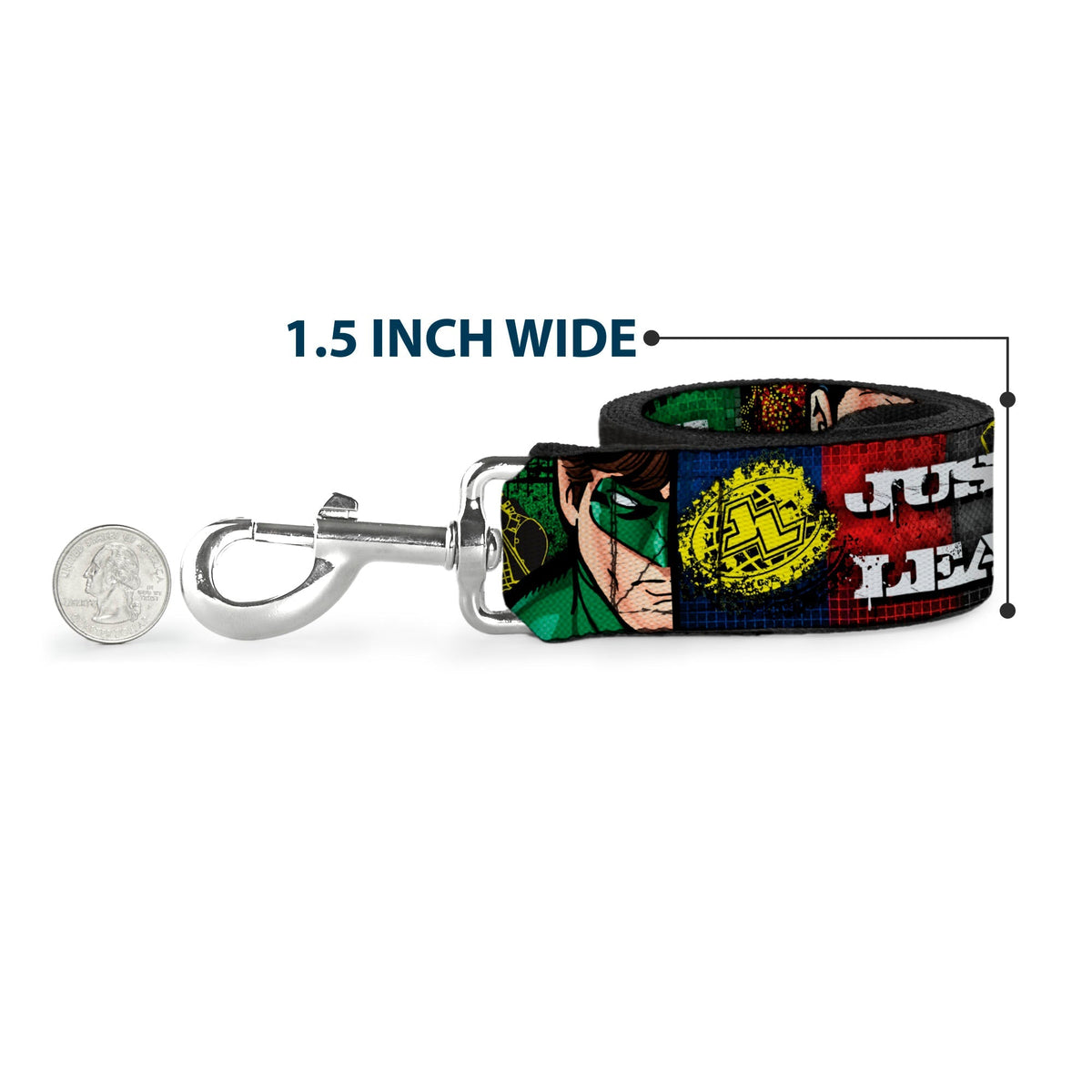 Dog Leash - JUSTICE LEAGUE Logo/4-Superhero Panels Pop Art 
