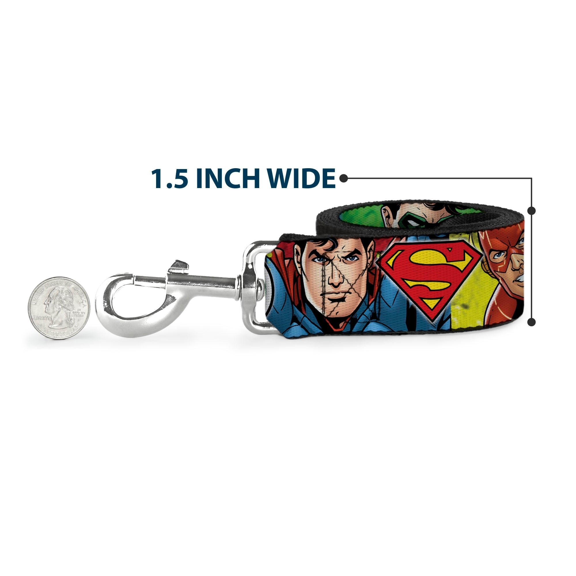 Dog Leash - Justice League 4-Superhero CLOSE-UP Poses/Logos - HT Animal Supply