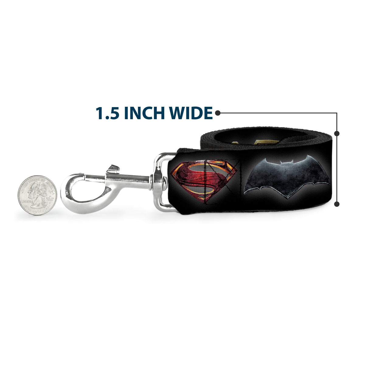 Dog Leash - Justice League 2017 6-Superhero Icons Black - HT Animal Supply