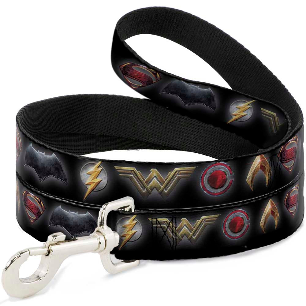 Dog Leash - Justice League 2017 6-Superhero Icons Black - HT Animal Supply