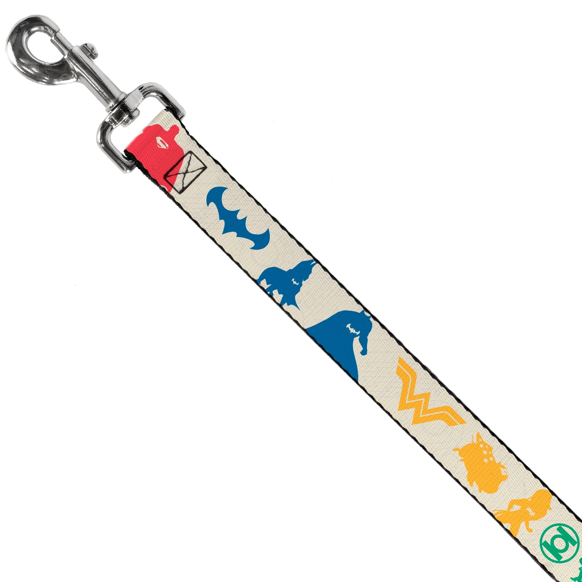 Dog Leash - DC League of Super-Pets Superhero with Pets and Logos Silhouette White/Multi Color - HT Animal Supply