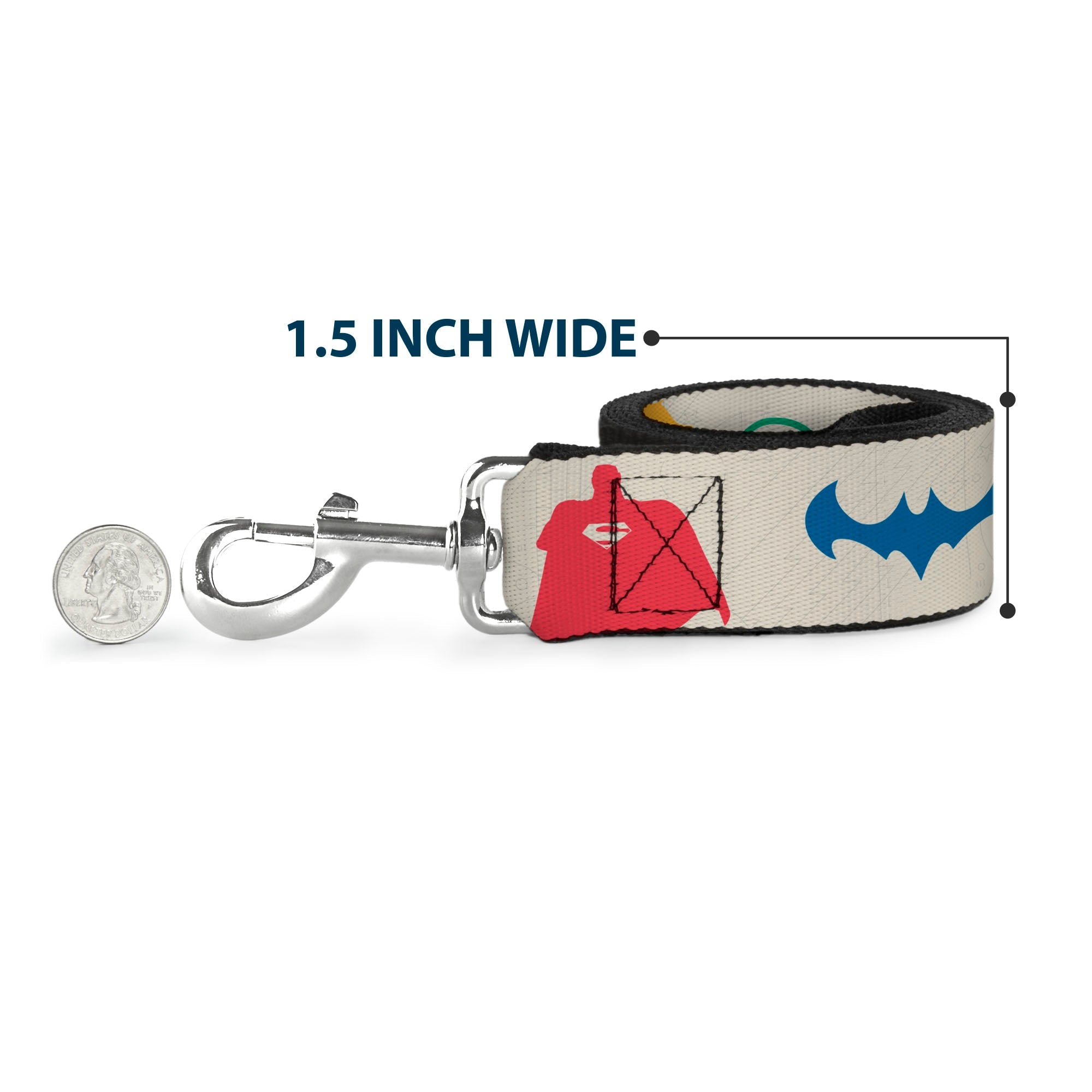 Dog Leash - DC League of Super-Pets Superhero with Pets and Logos Silhouette White/Multi Color - HT Animal Supply