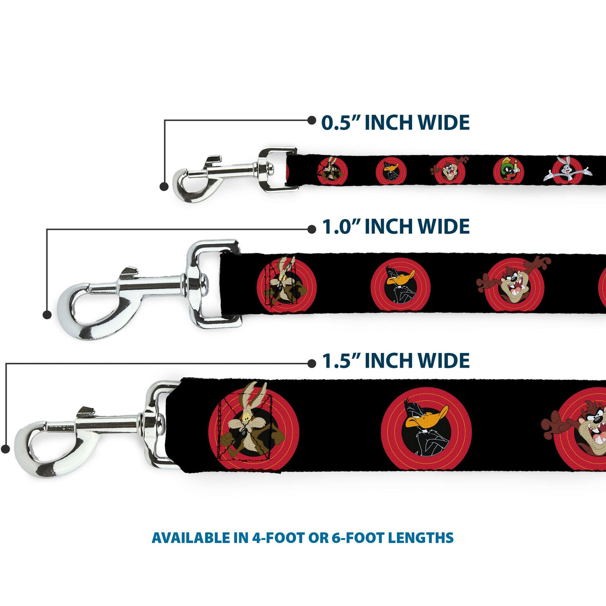 Dog Leash - Looney Tunes Characters Bullseye Pose Black 