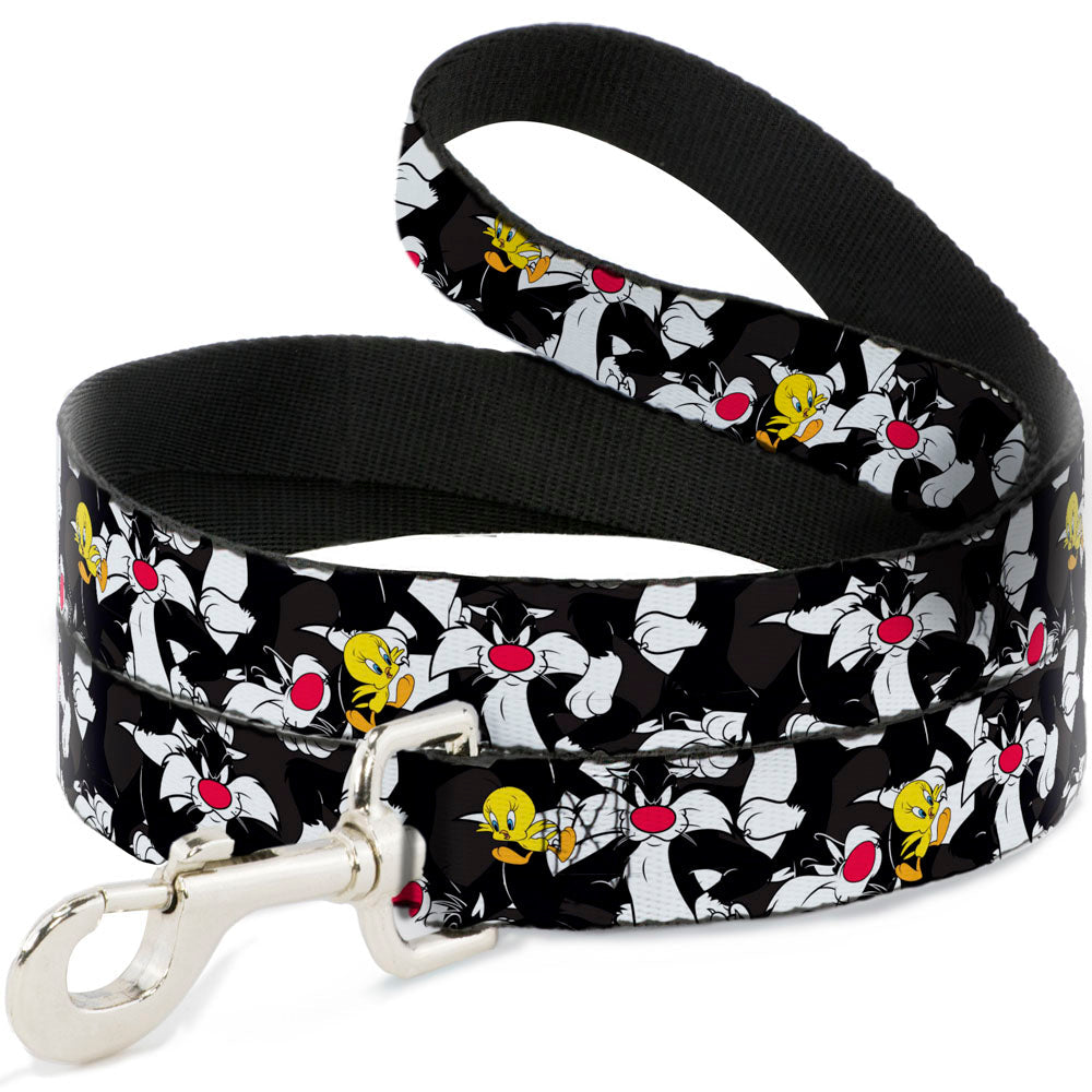 Dog Leash - Sylvester and Tweety Poses Scattered Charcoal 