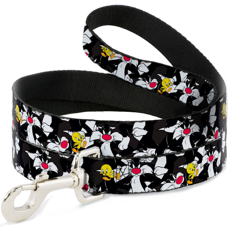 Dog Leash - Sylvester and Tweety Poses Scattered Charcoal 