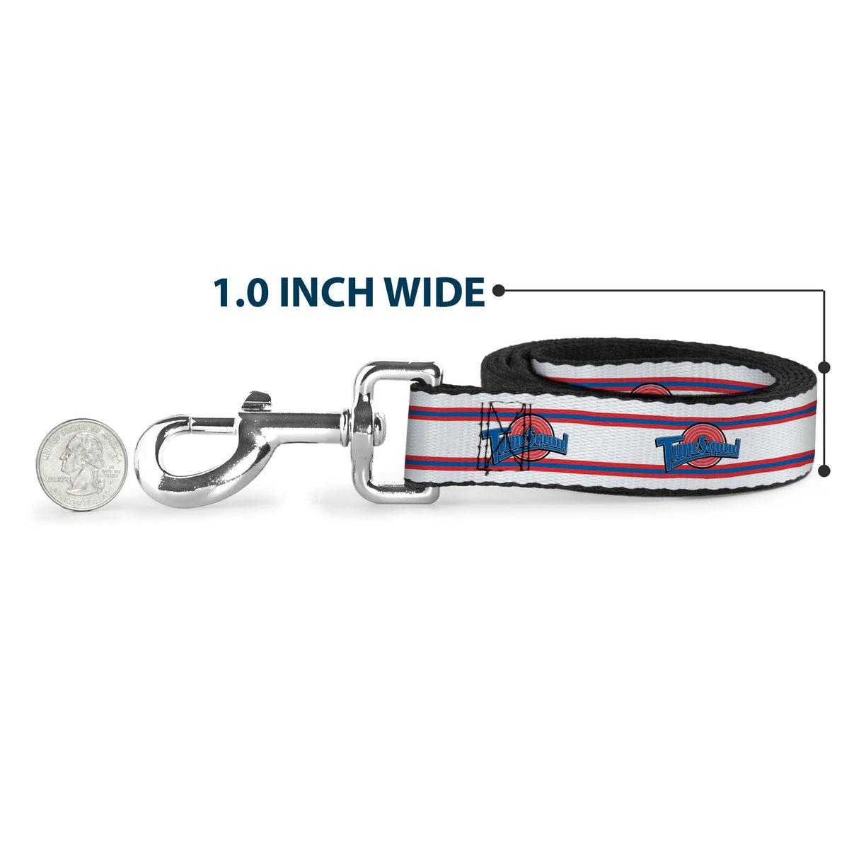 Dog Leash - Space Jam TUNE SQUAD Logo Stripe White/Red/Blue 