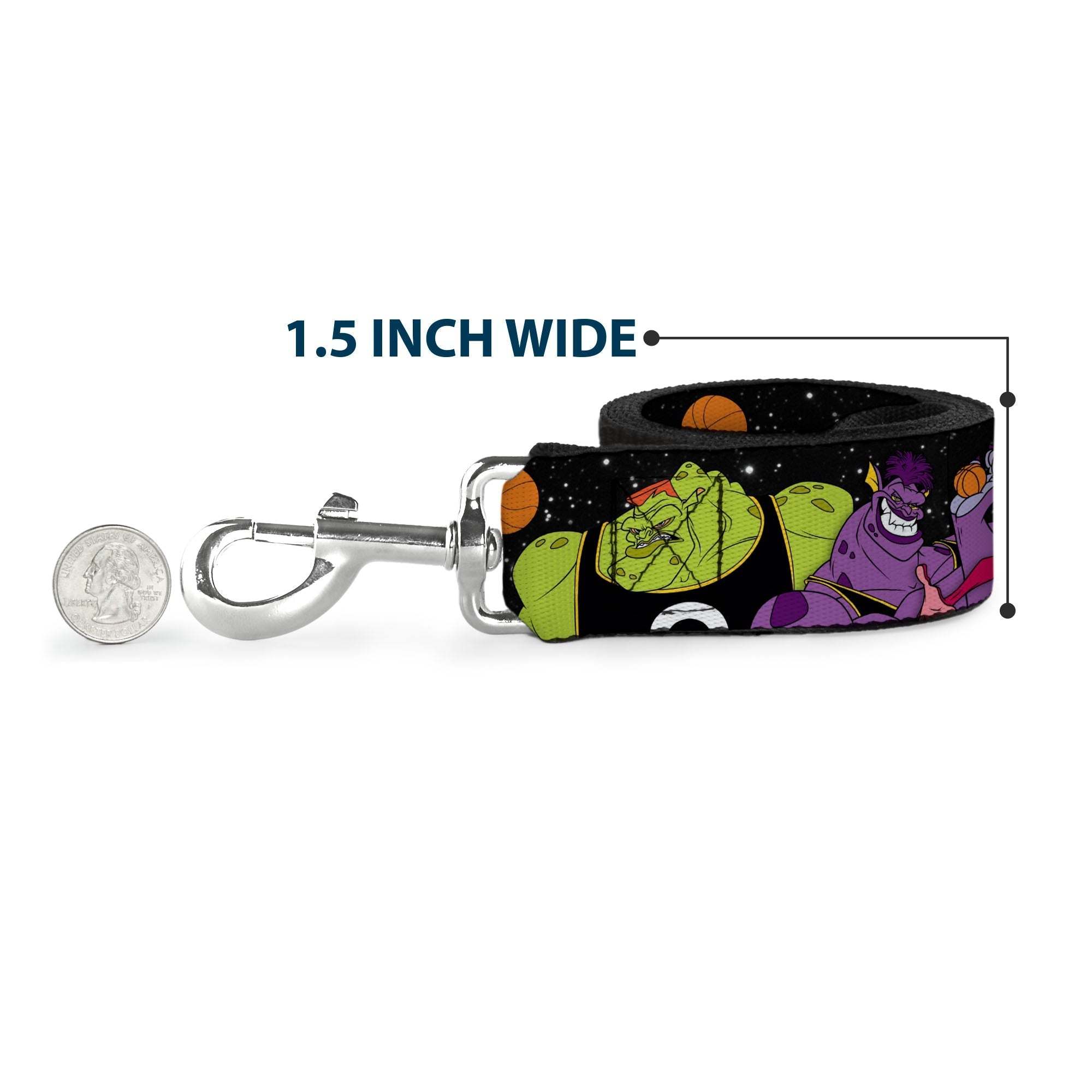 Dog Leash - Space Jam MONSTARS 5-Player Group Pose/Basketballs Galaxy Black/White