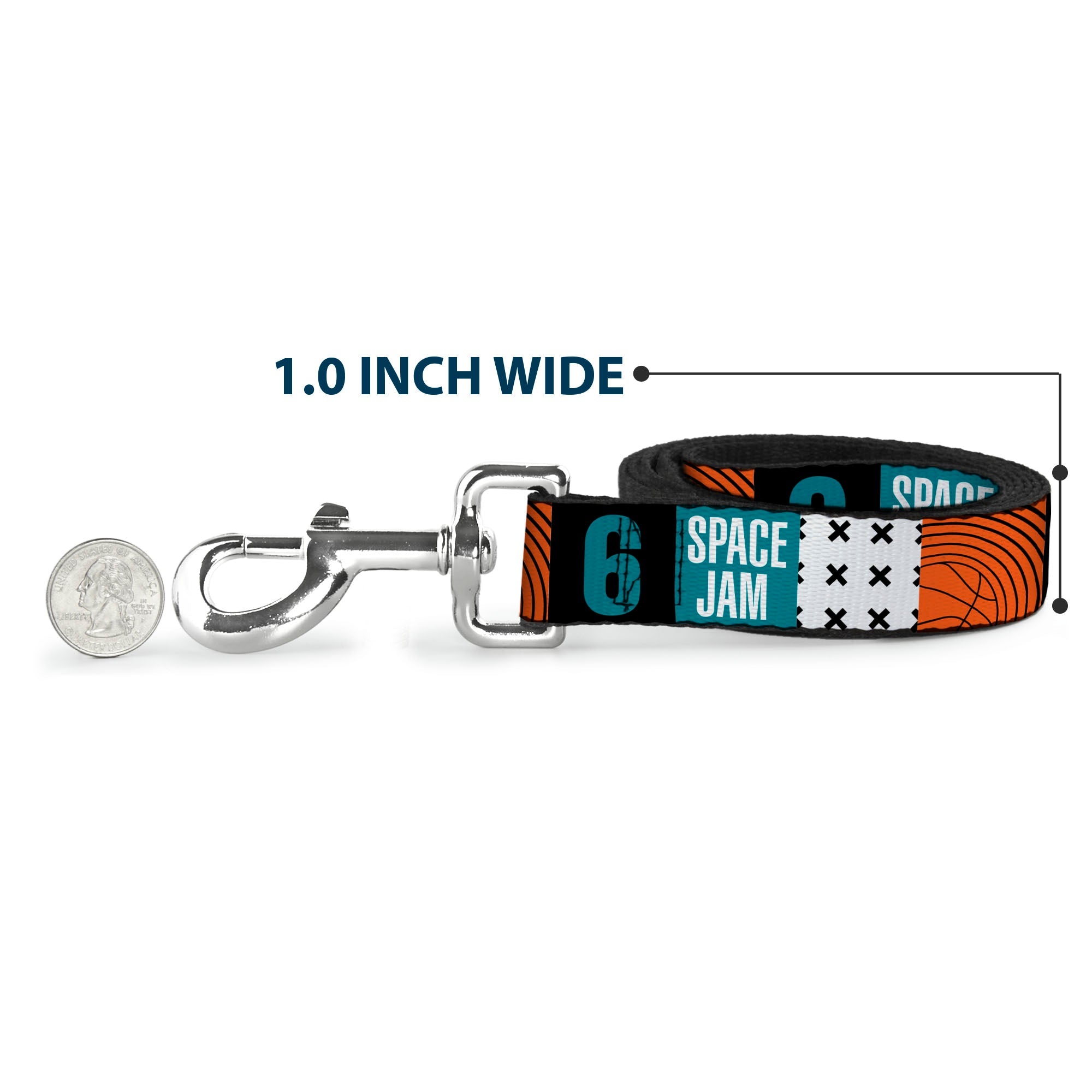 Dog Leash - SPACE JAM Number 6 Blocks Black/Turquoise/White/Red - HT Animal Supply