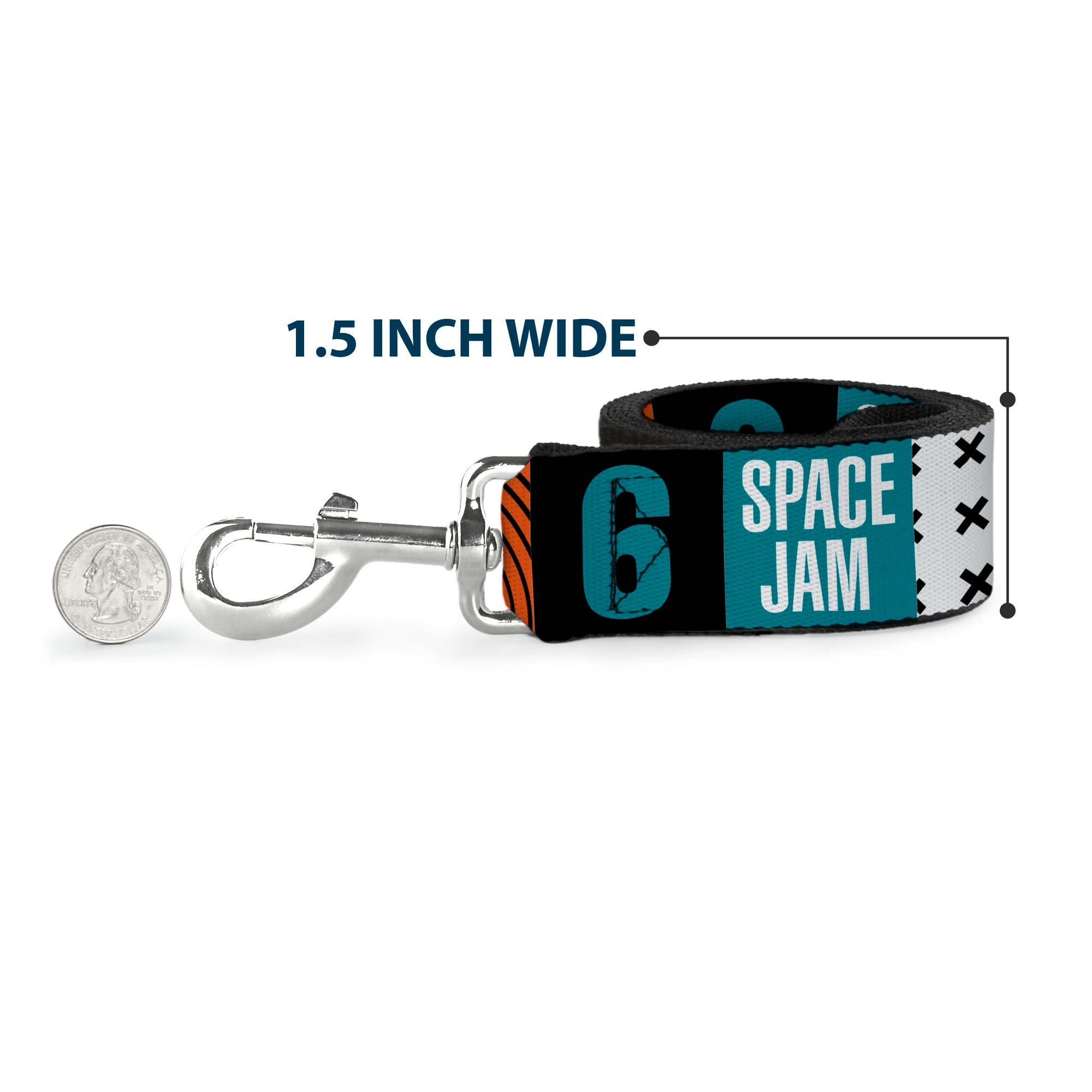 Dog Leash - SPACE JAM Number 6 Blocks Black/Turquoise/White/Red - HT Animal Supply