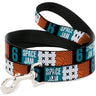 Dog Leash - SPACE JAM Number 6 Blocks Black/Turquoise/White/Red