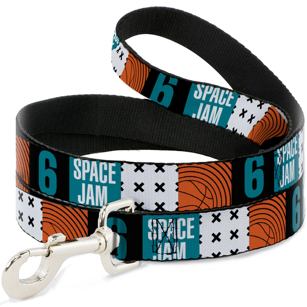 Dog Leash - SPACE JAM Number 6 Blocks Black/Turquoise/White/Red - HT Animal Supply