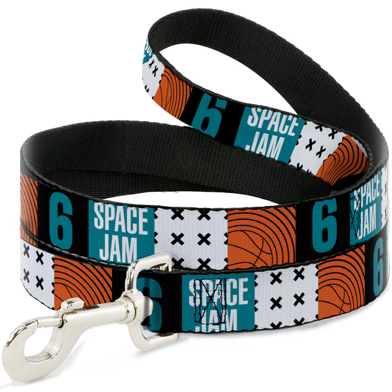 Dog Leash - SPACE JAM Number 6 Blocks Black/Turquoise/White/Red - HT Animal Supply