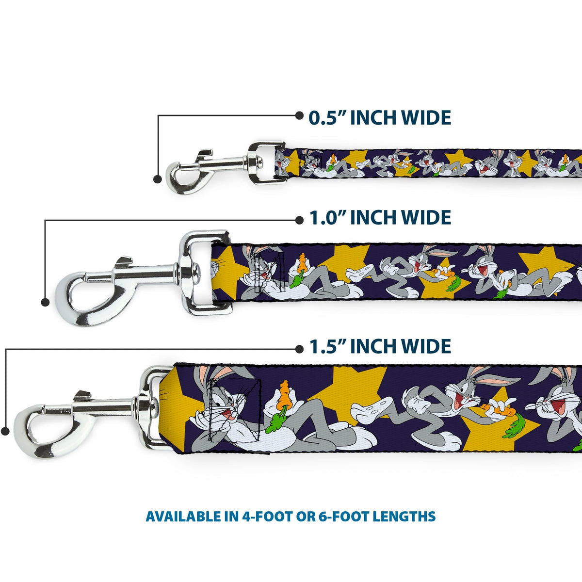 Dog Leash - Bugs Bunny Poses/Stars Navy 