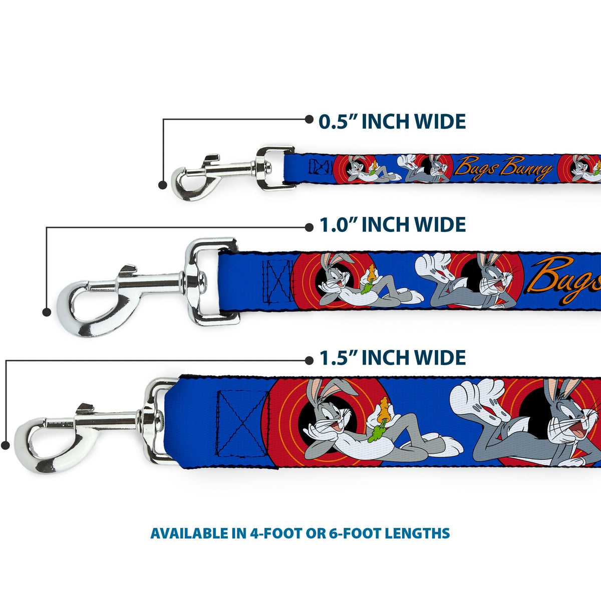 Dog Leash - BUGS BUNNY w/Bugs Poses Blue 