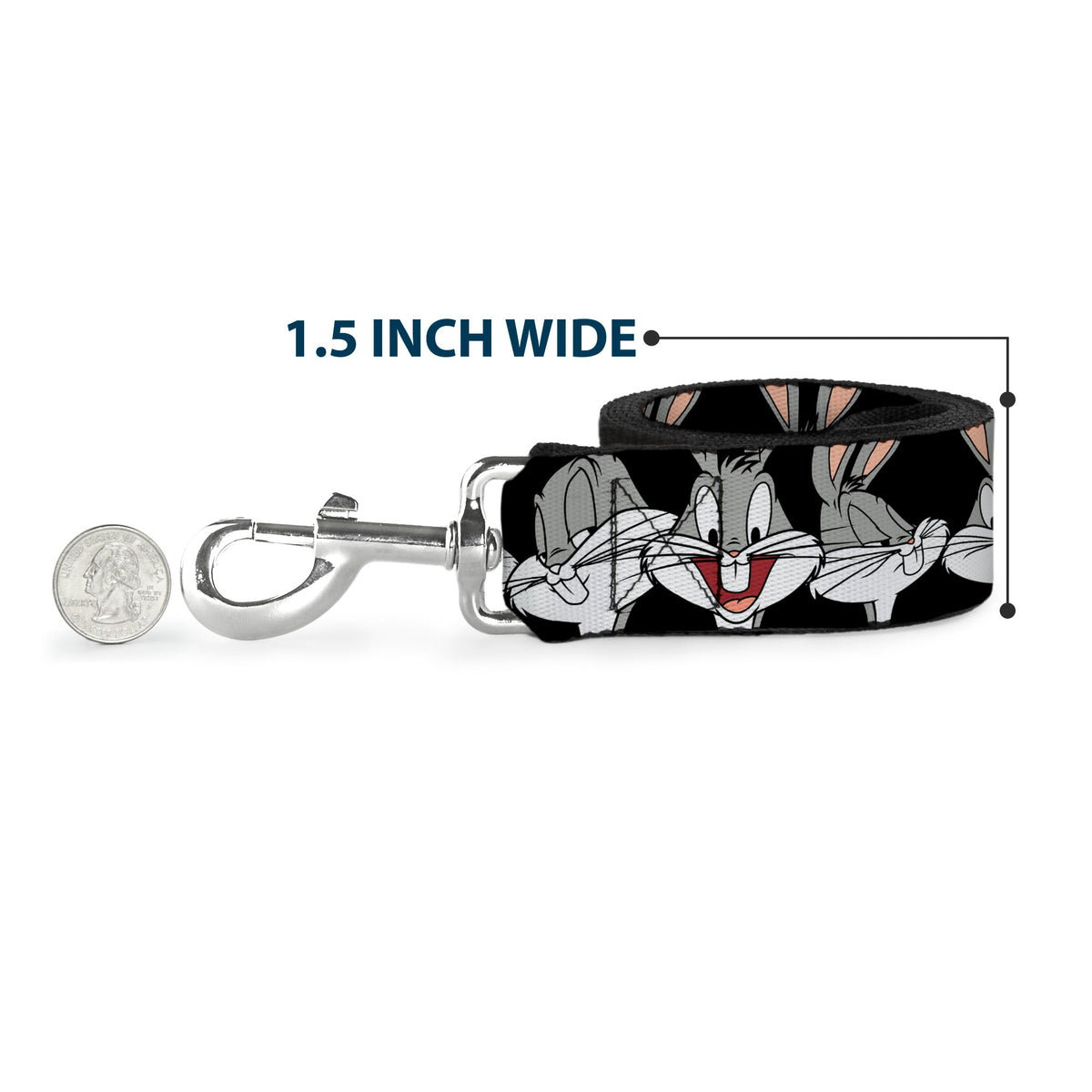 Dog Leash - Bugs Bunny CLOSE-UP Expressions Black 