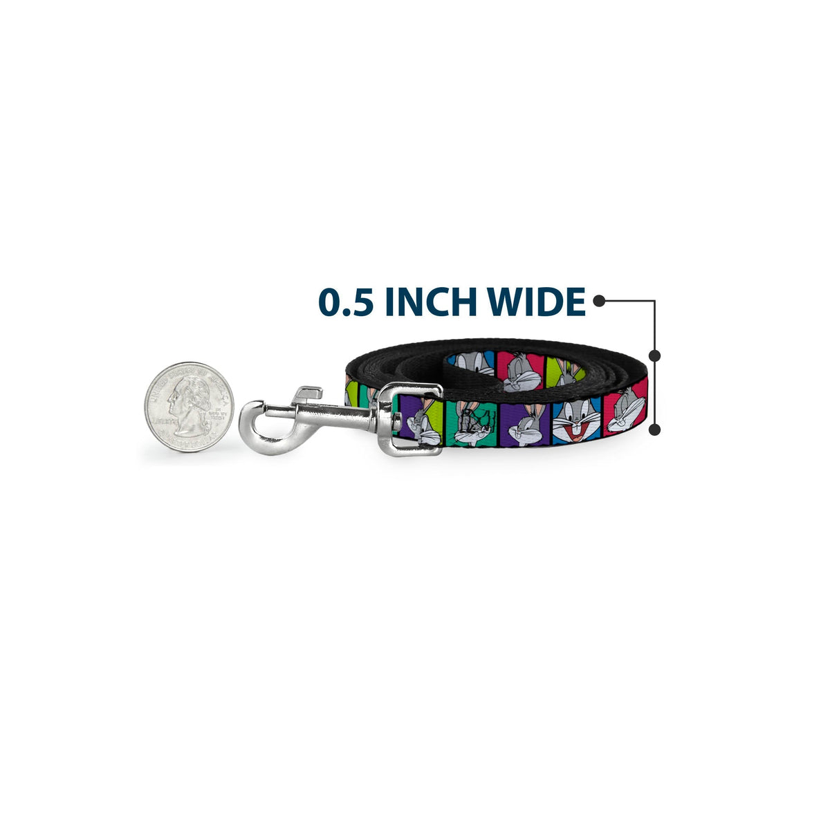 Dog Leash - Bugs Bunny Expression Blocks Multi Color 