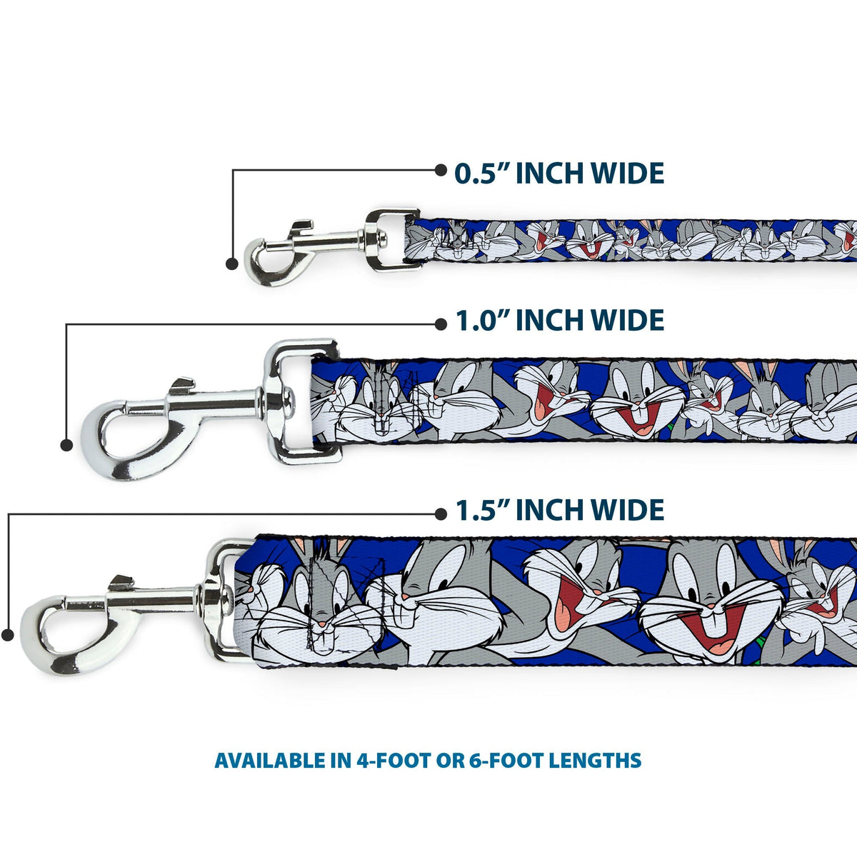 Dog Leash - Bugs Bunny CLOSE-UP Poses Blue 