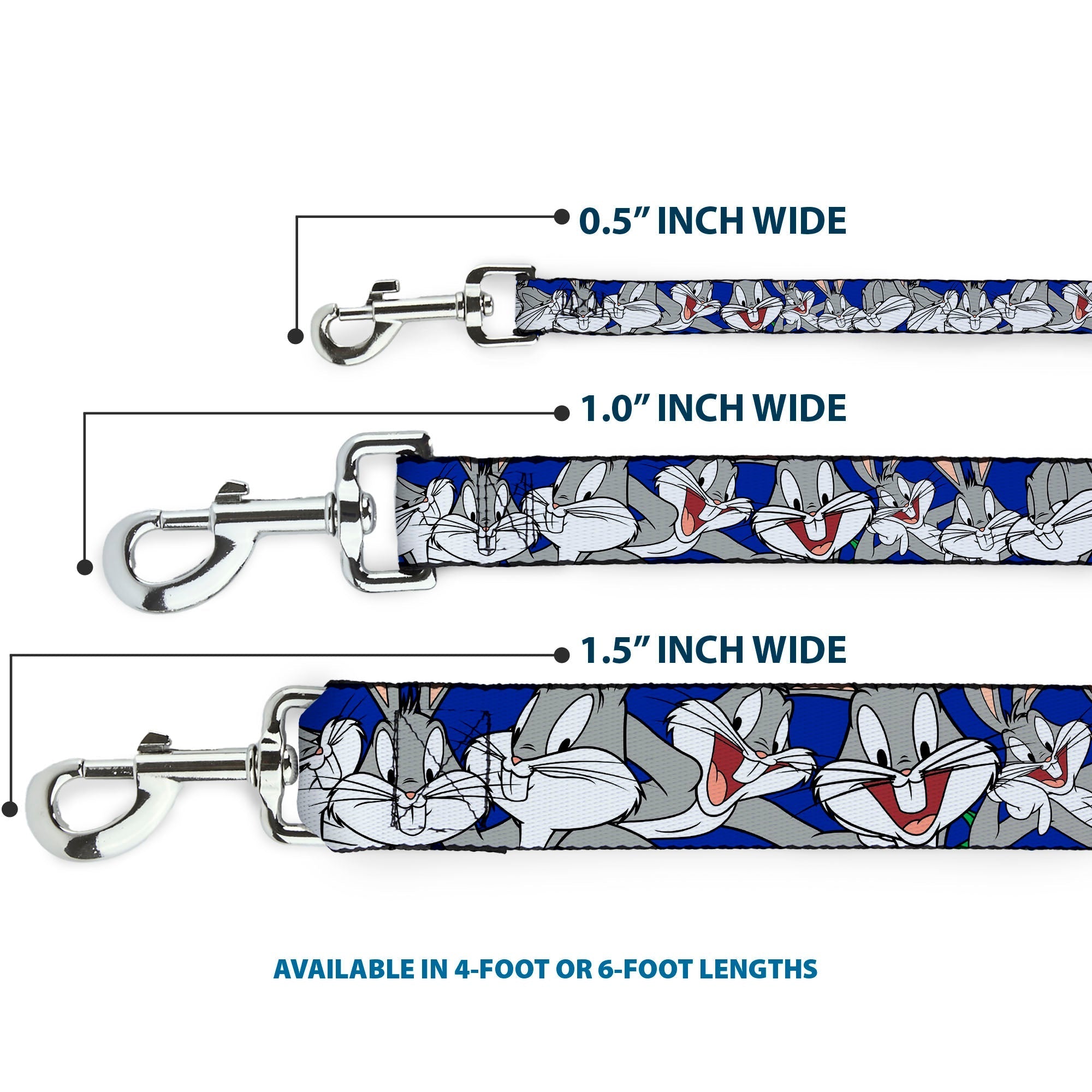 Dog Leash - Bugs Bunny CLOSE-UP Poses Blue 
