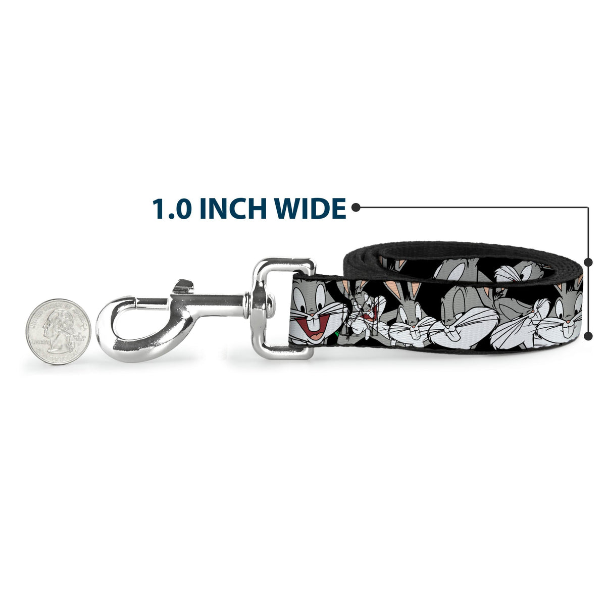 Dog Leash - Bugs Bunny CLOSE-UP Poses Black 