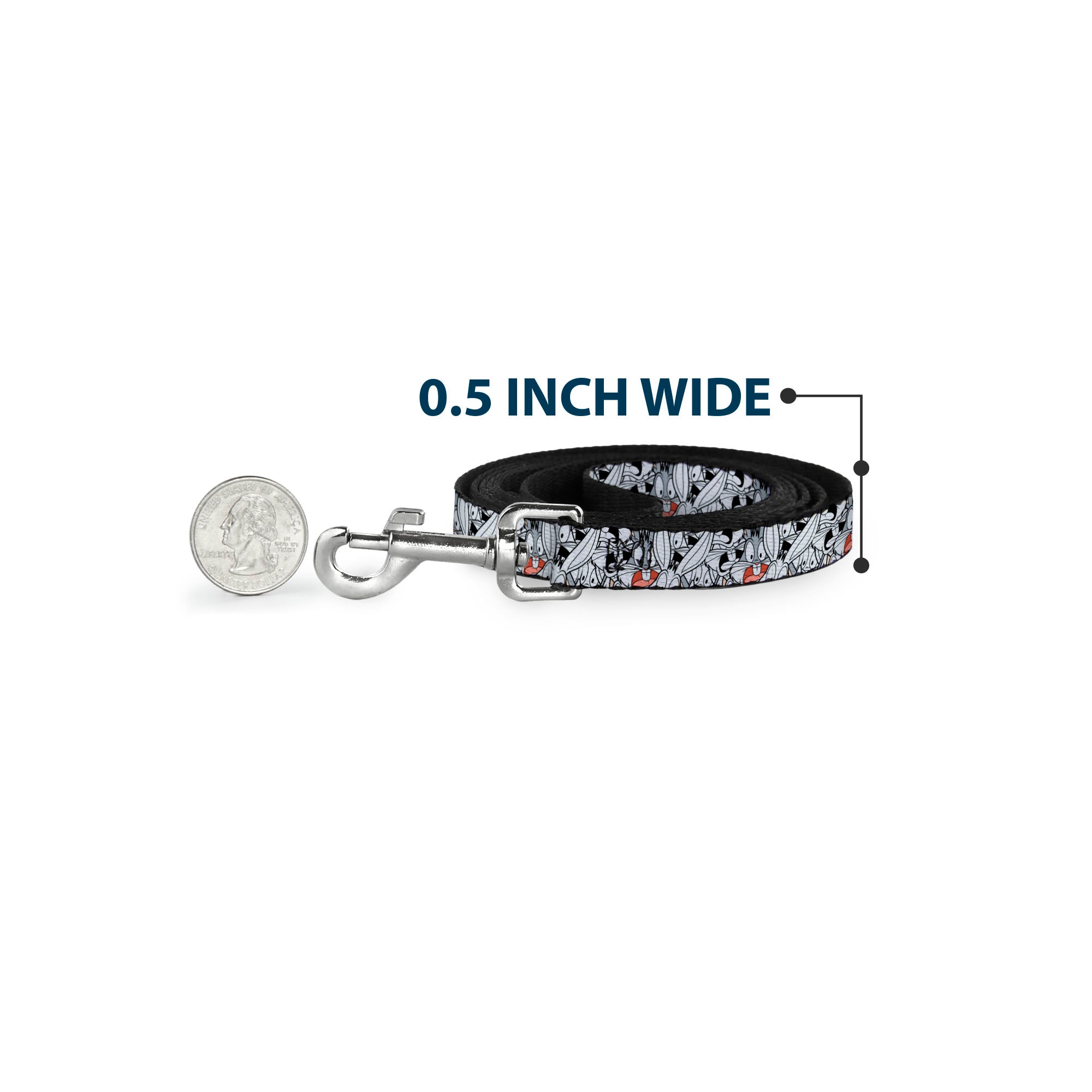Dog Leash - Bugs Bunny Expressions Stacked White/Black/Gray