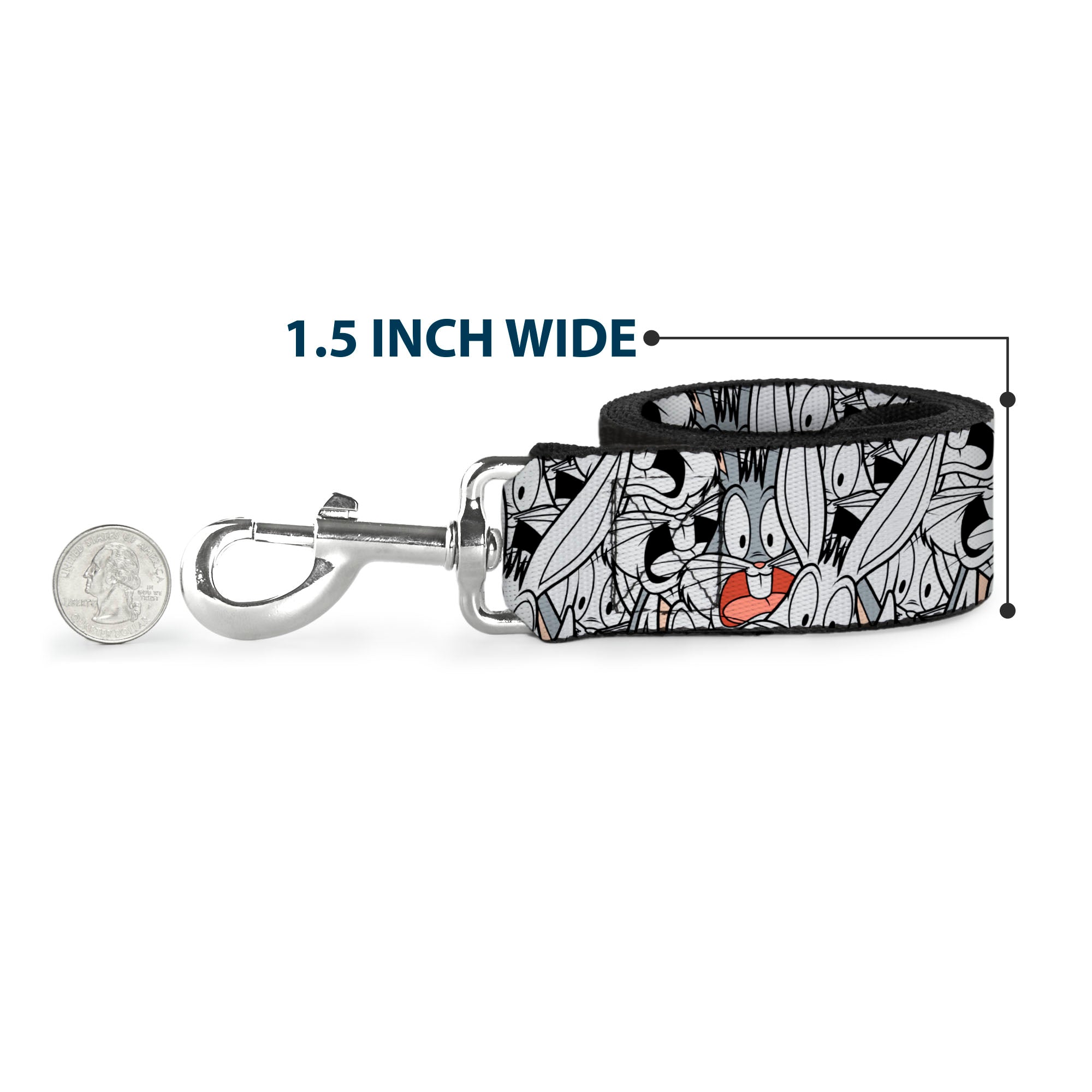 Dog Leash - Bugs Bunny Expressions Stacked White/Black/Gray