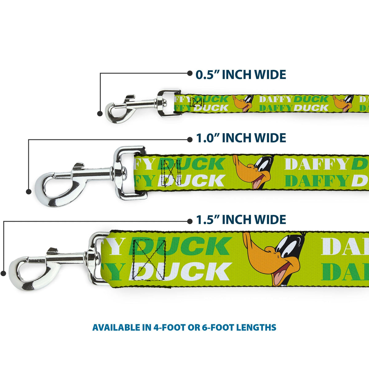 Dog Leash - DAFFY DUCK w/Face CLOSE-UP Greens 