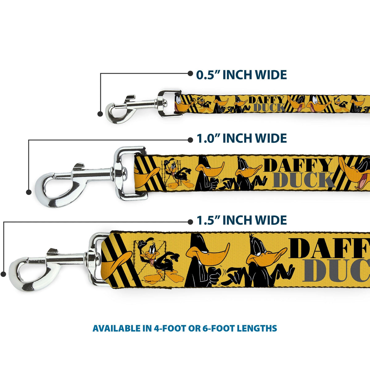 Dog Leash - DAFFY DUCK w/Poses Yellow/Black 