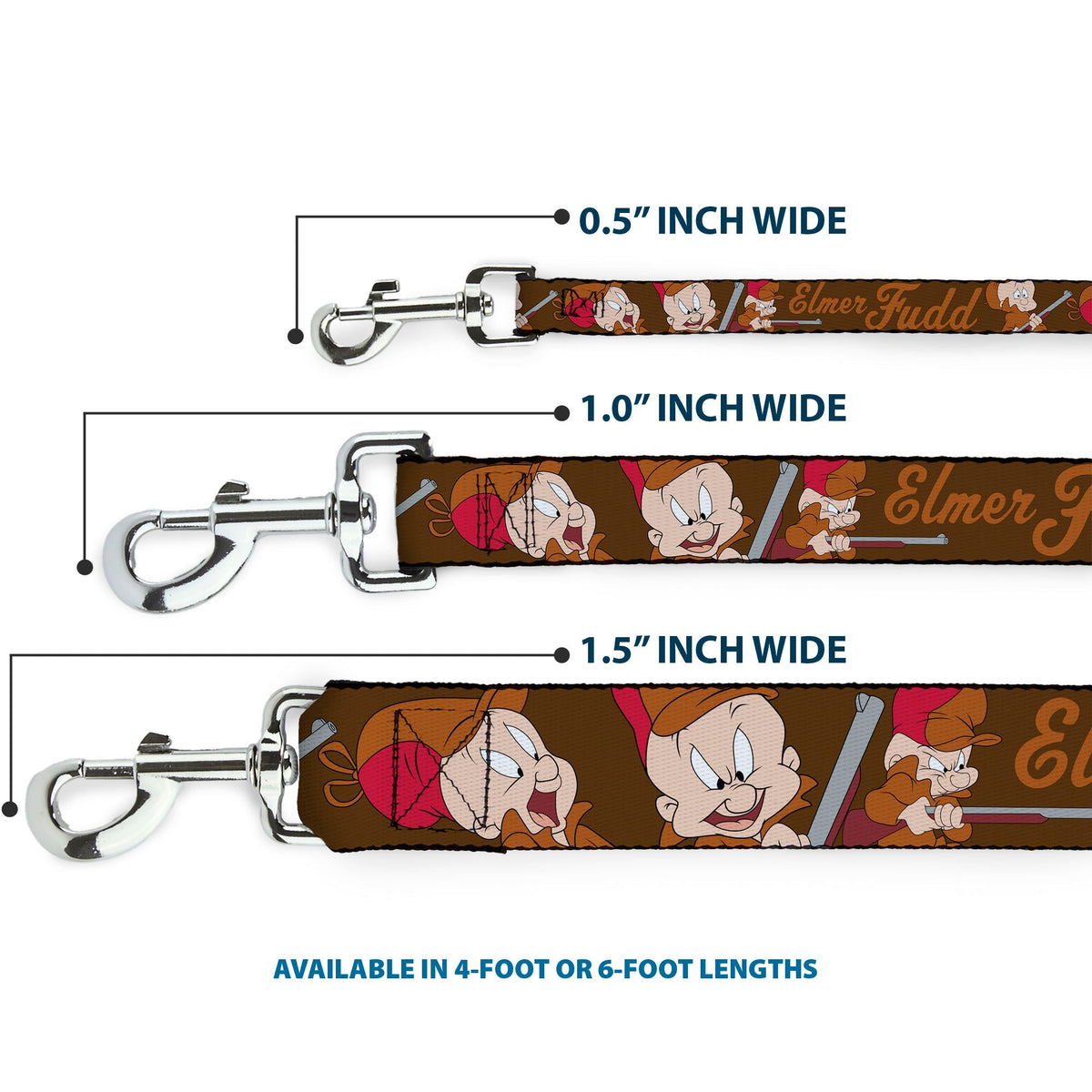 Dog Leash - ELMER FUDD w/Poses Browns 