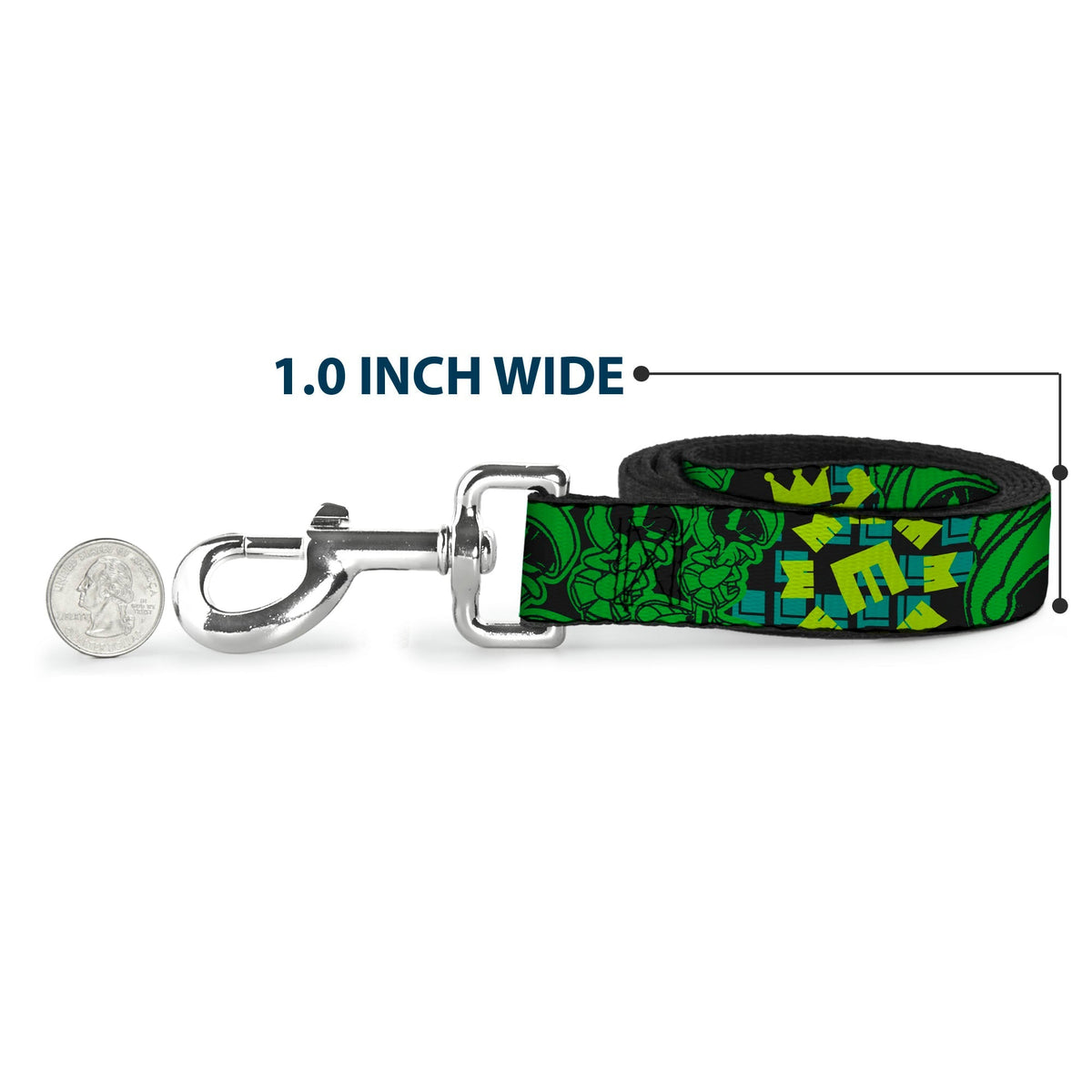 Dog Leash - MARVIN THE MARTIAN w/Poses Black/Turquoise 