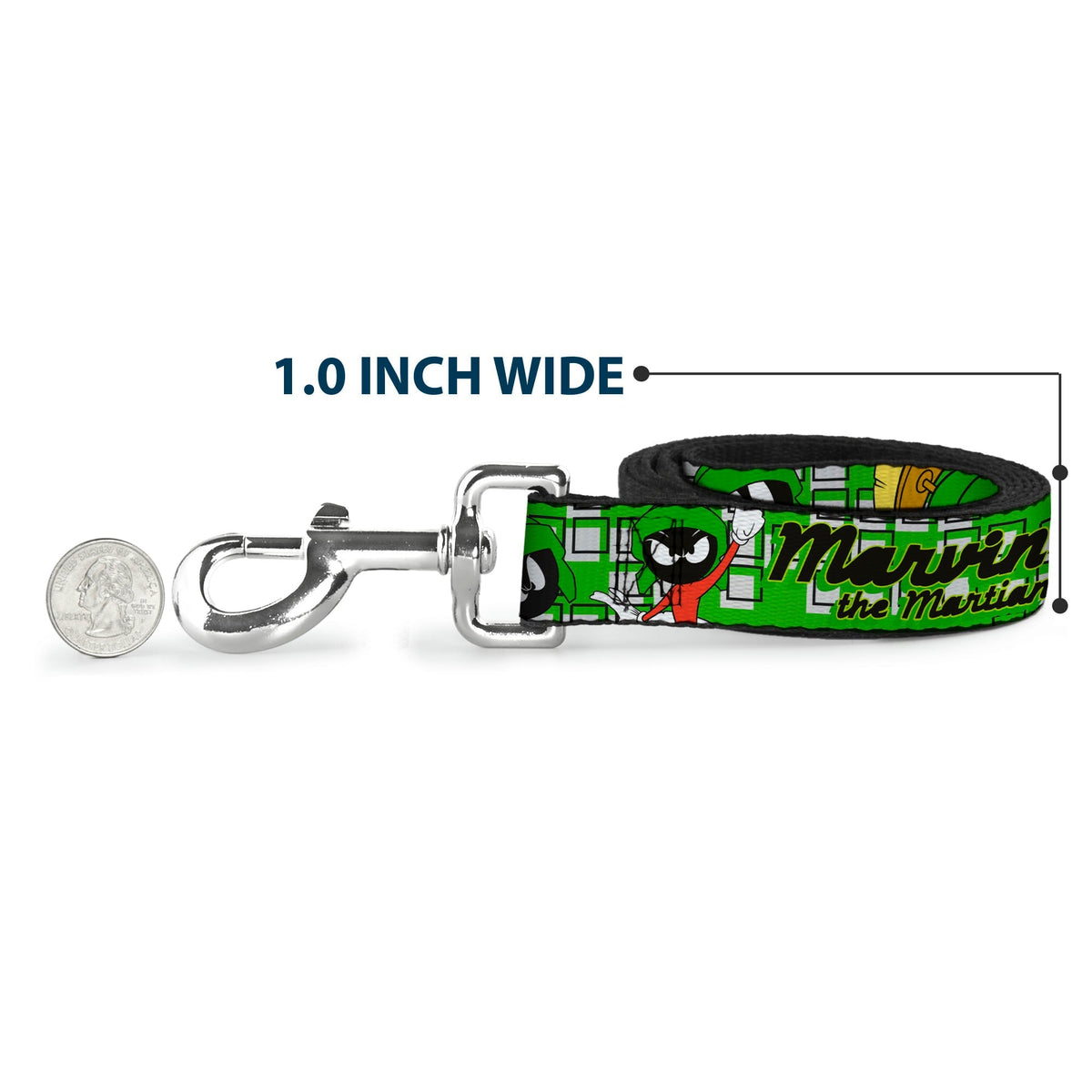 Dog Leash - MARVIN THE MARTIAN w/Poses White/Green 