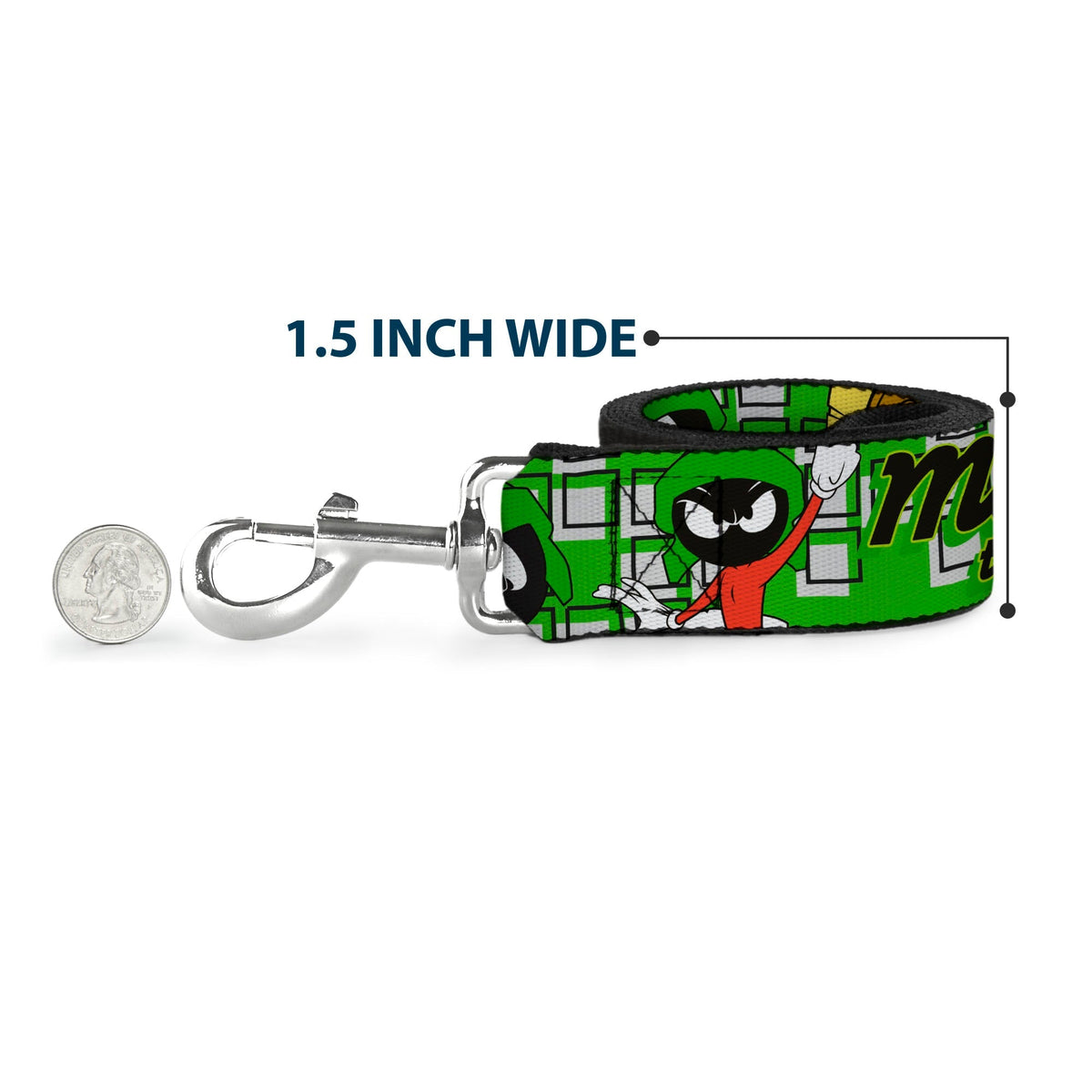 Dog Leash - MARVIN THE MARTIAN w/Poses White/Green 
